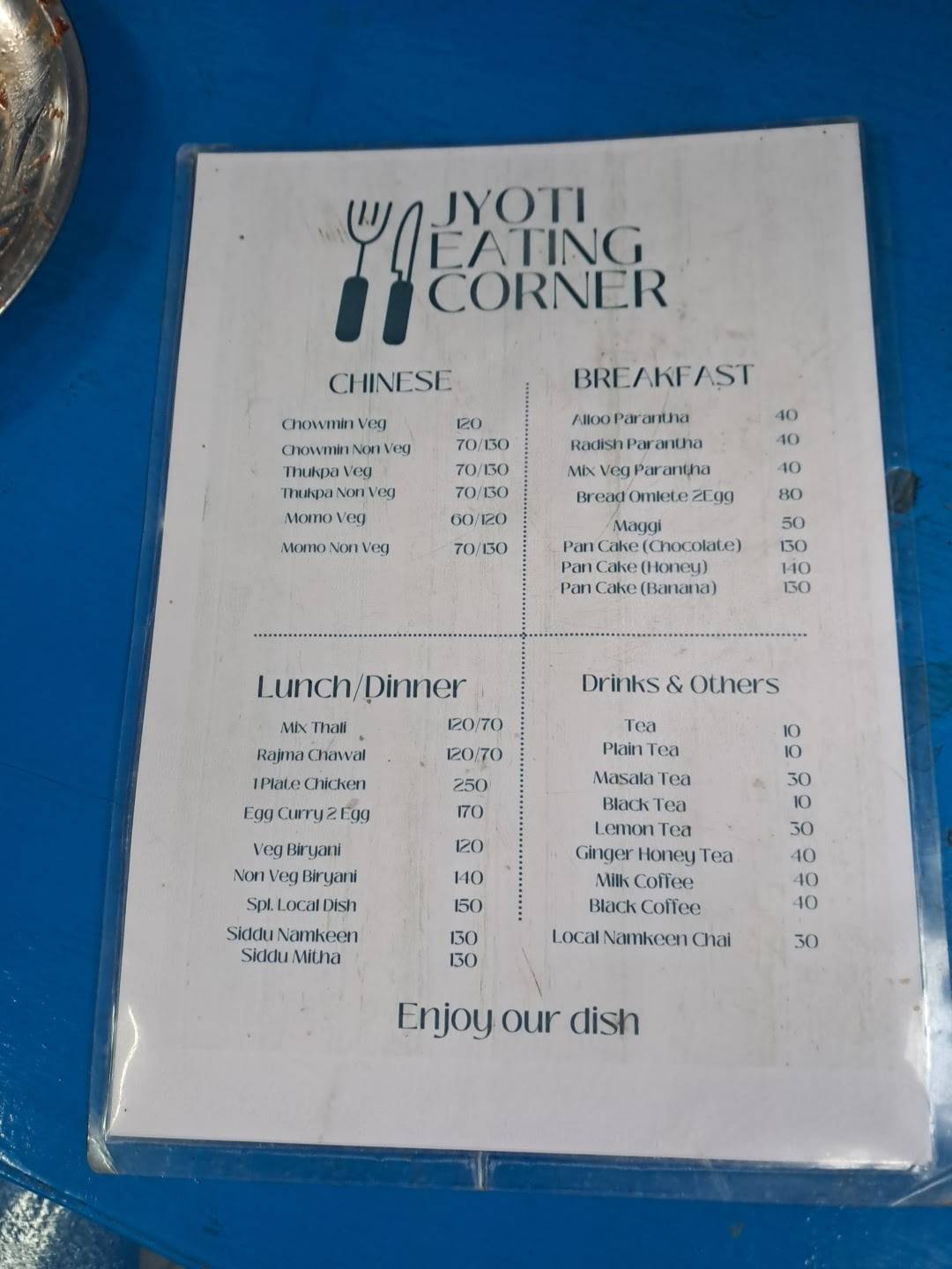 Jyoti Eating Corner menu