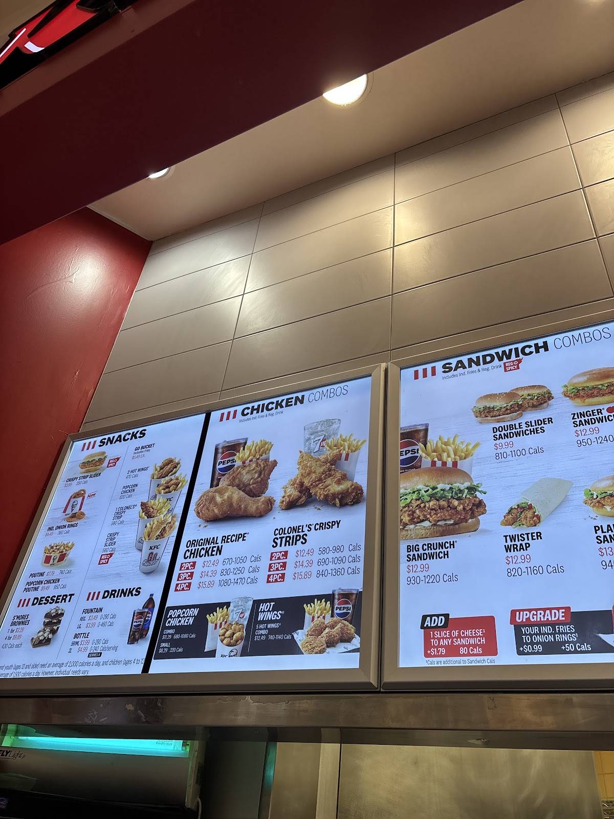 Menu de KFC