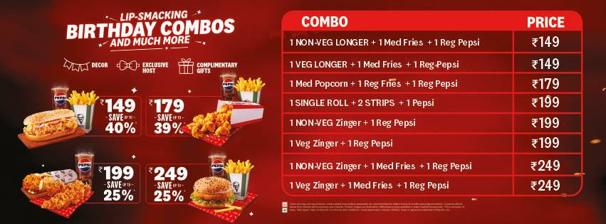 KFC menu