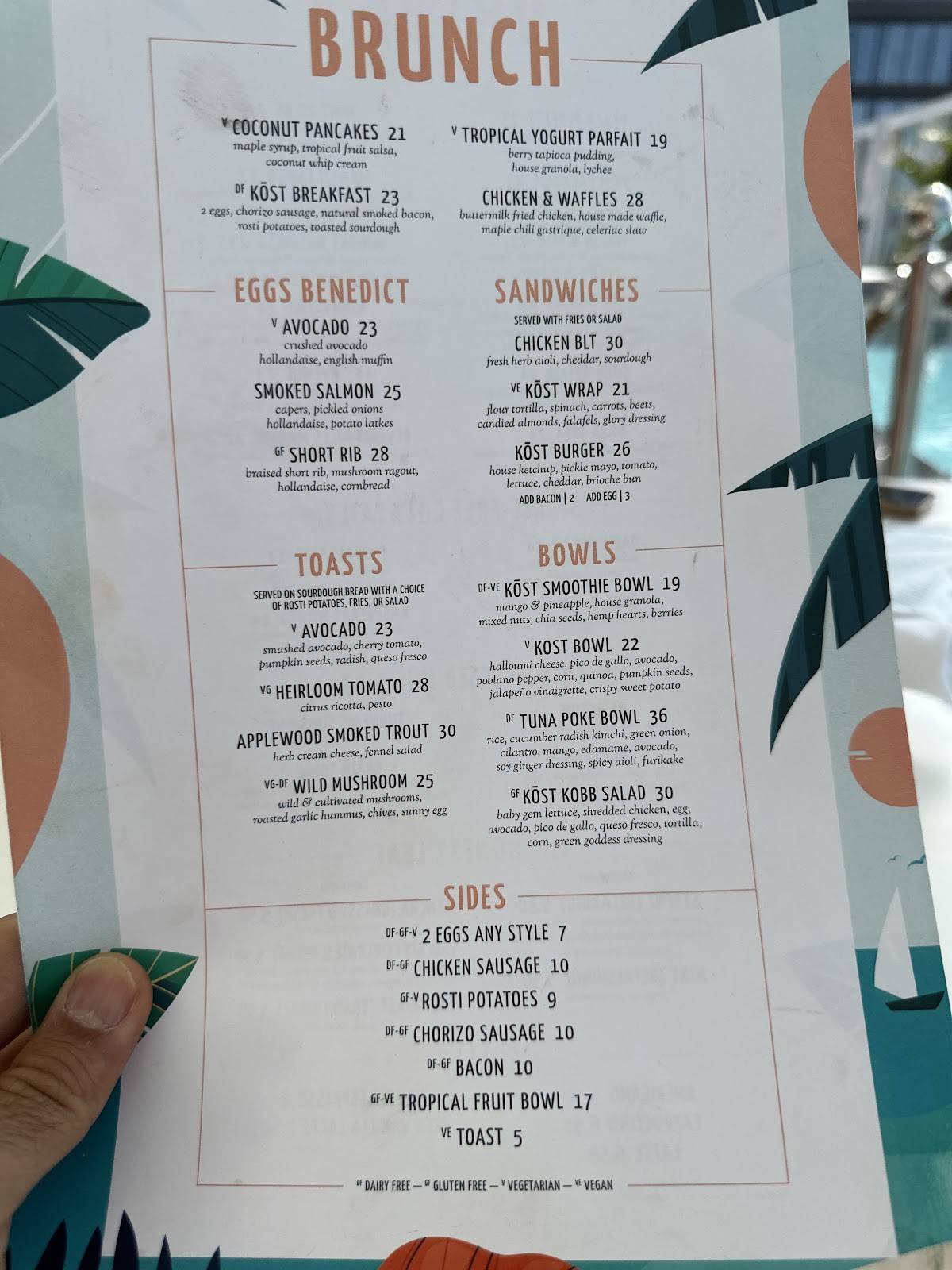 Menu de KŌST