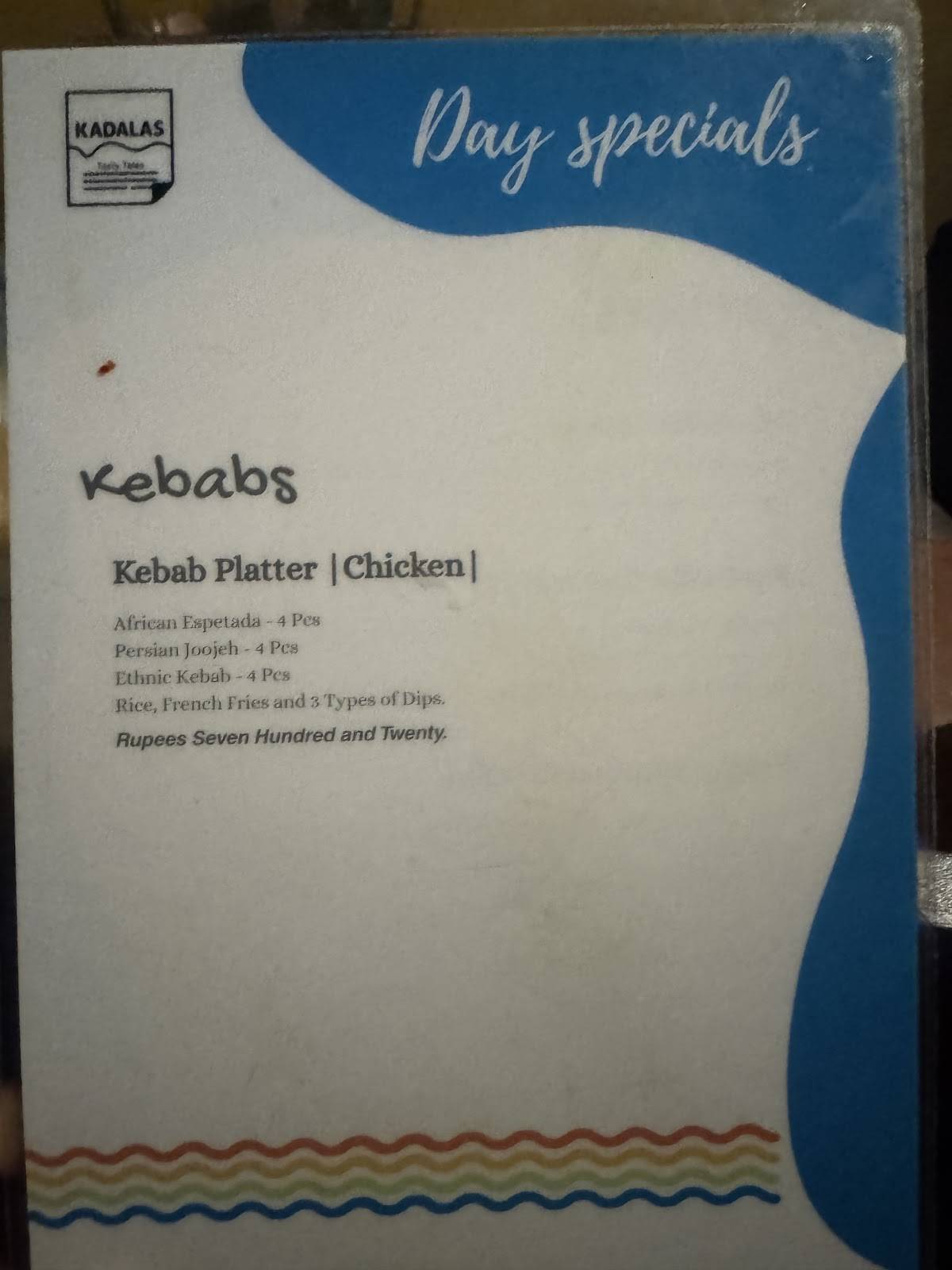 Kadalas Cafe menu