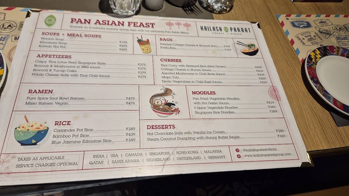 Kailash Parbat- Pure Vegetarian Restaurant menu