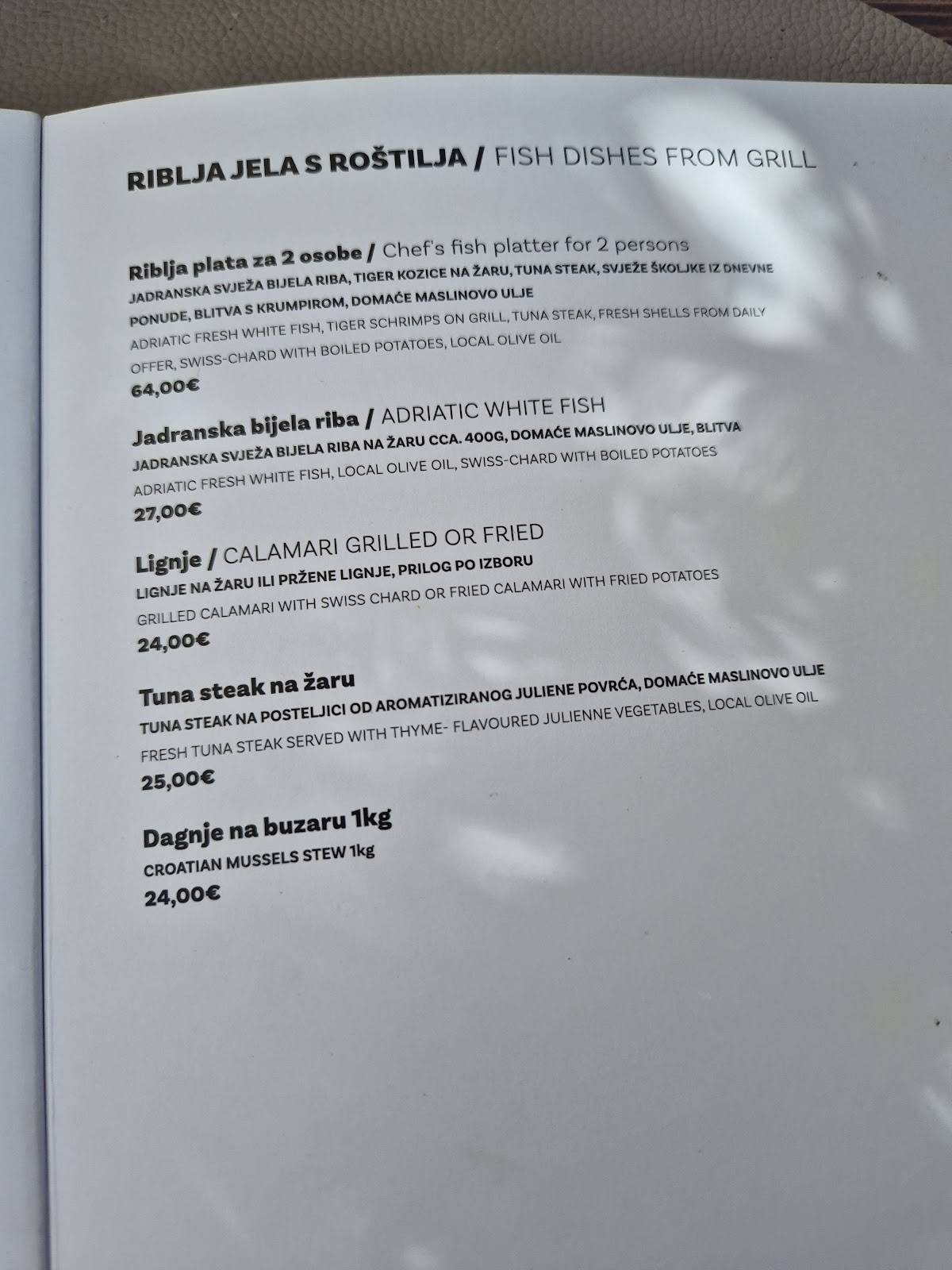 Menu di Kaleta 
