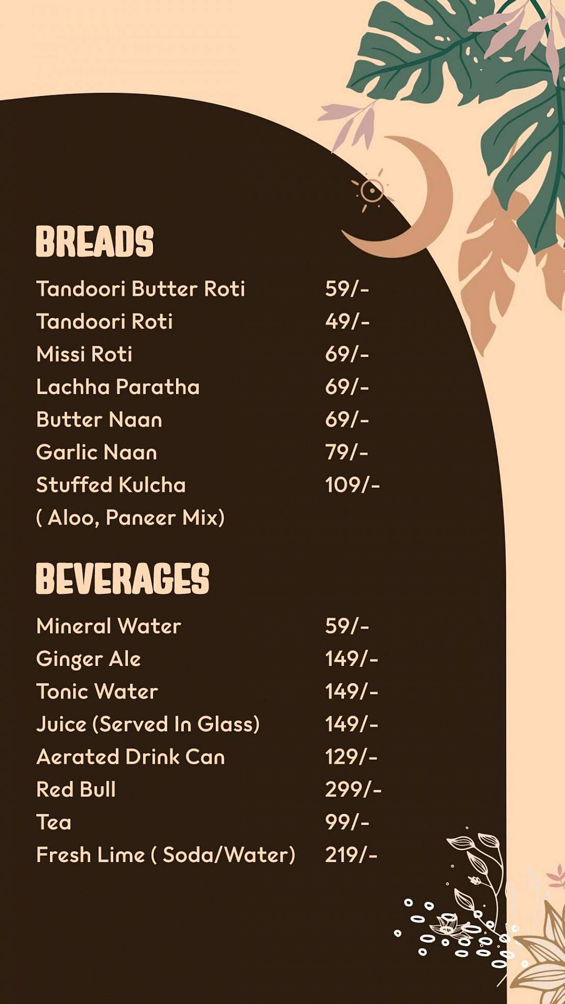 Boho menu
