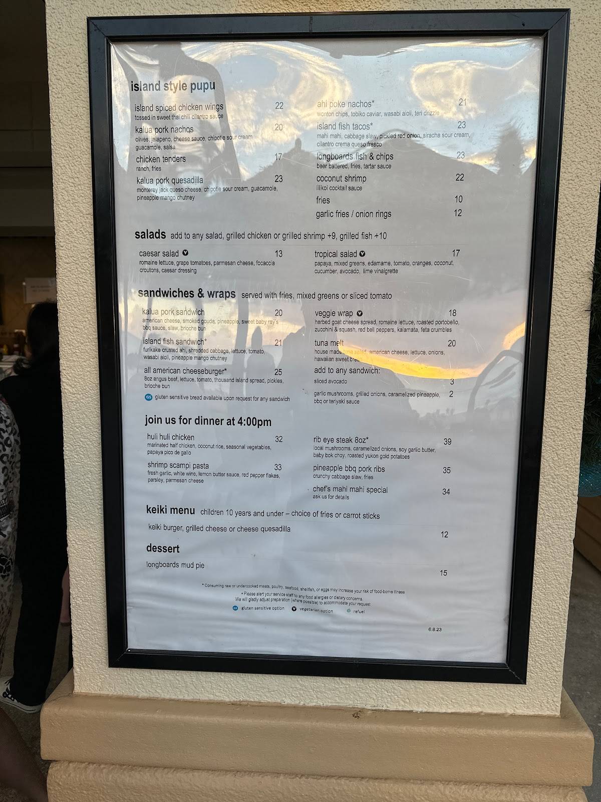 Menu at Longboards pub & bar, Kapolei