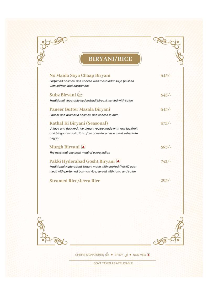 Karigari Restaurant, Bengaluru menu