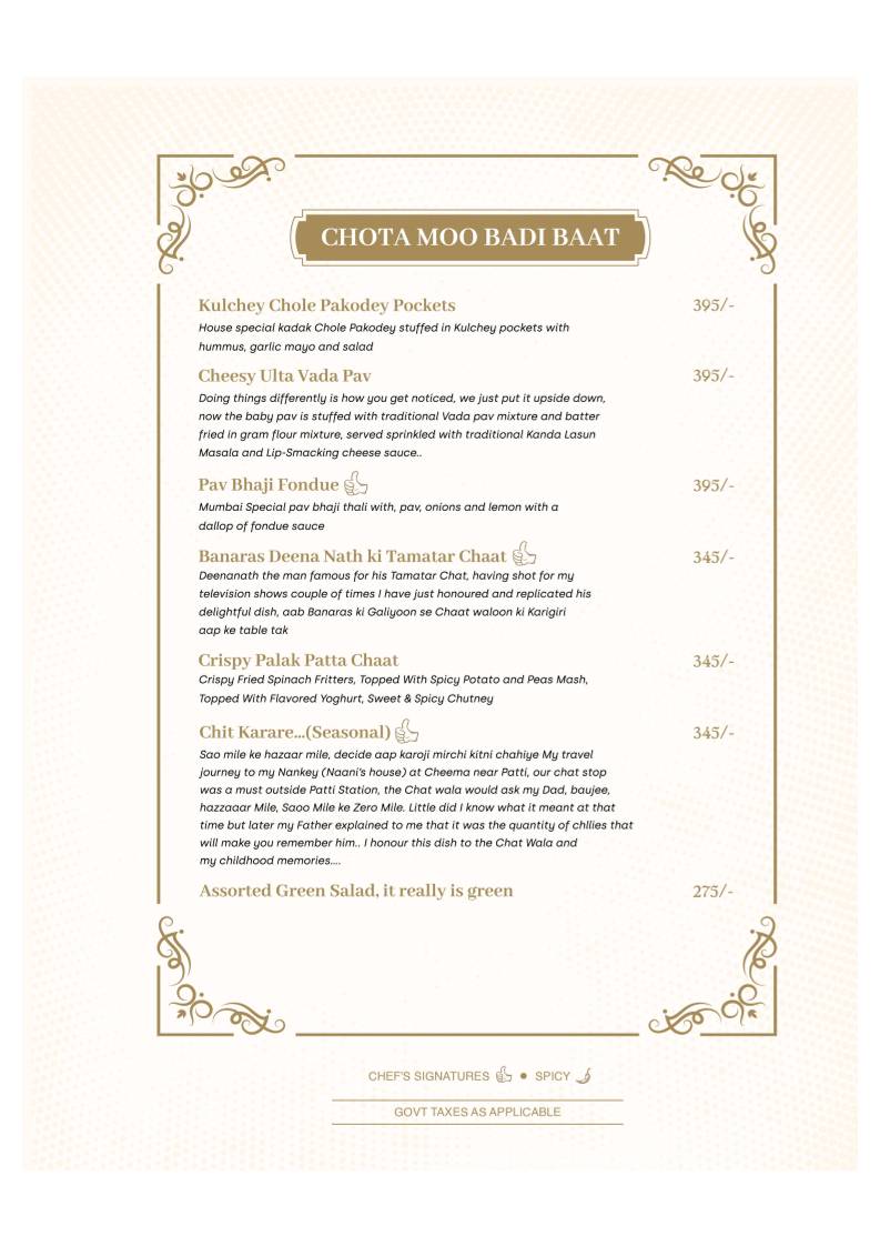 Karigari Restaurant, Bengaluru menu