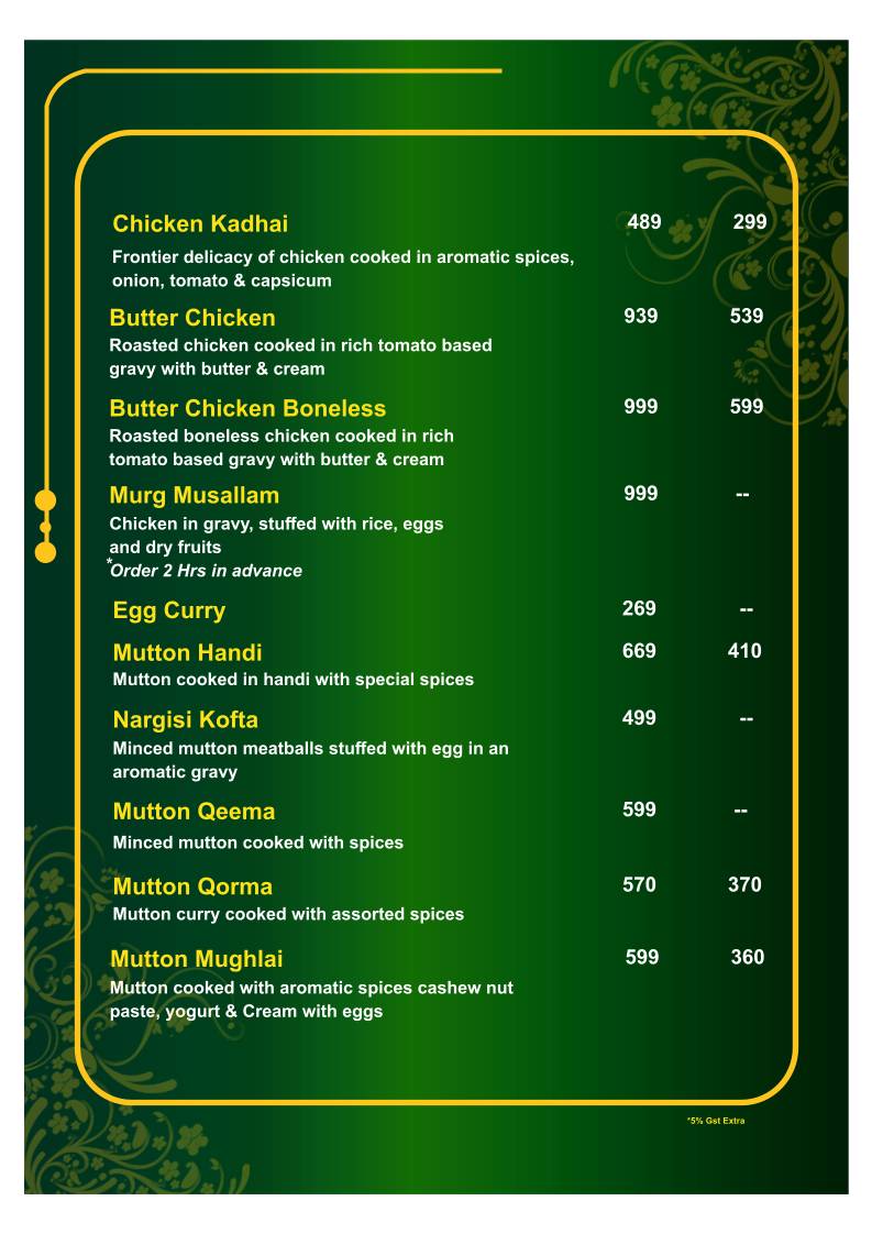 Karim's menu