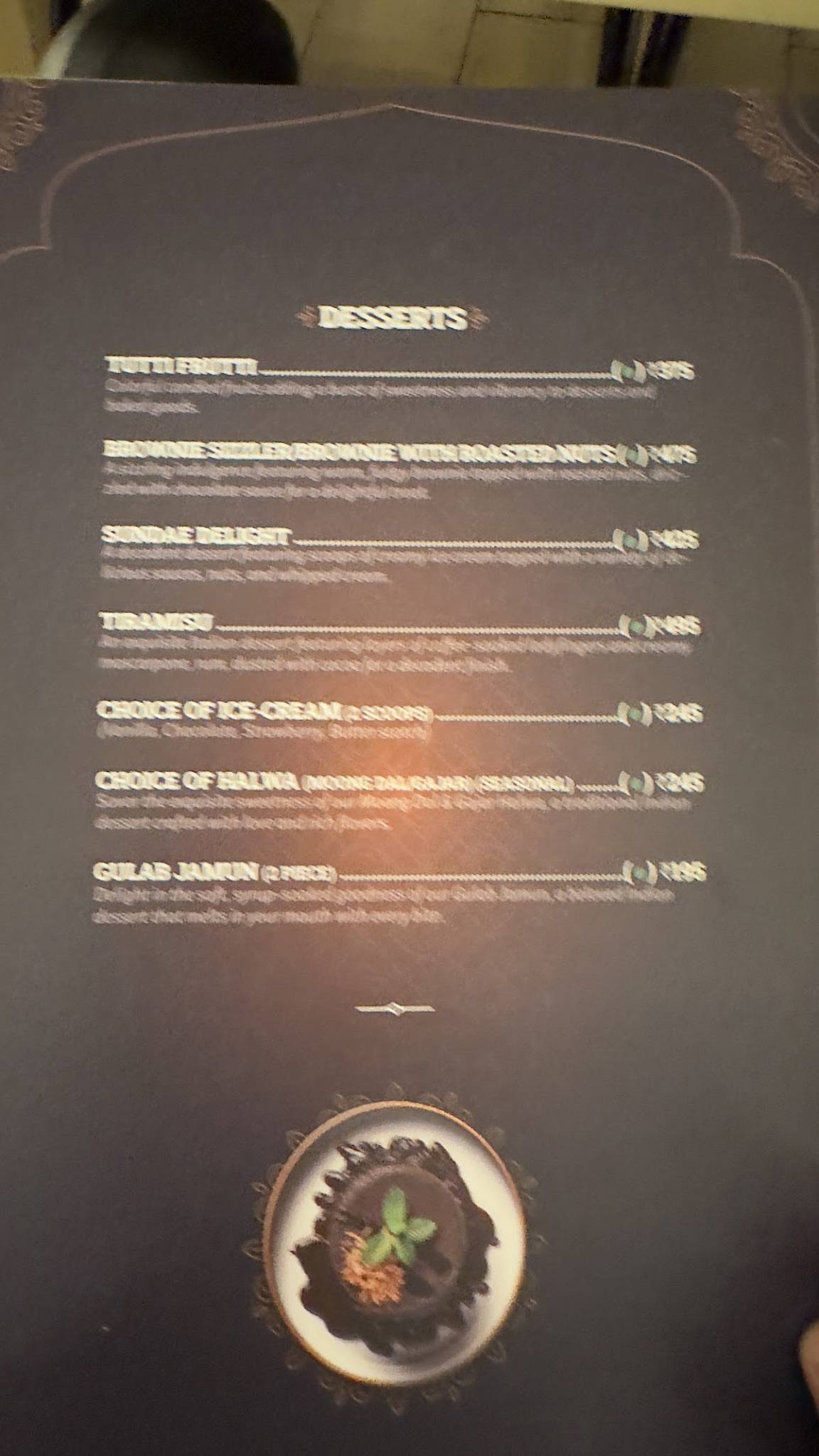 THRONES menu