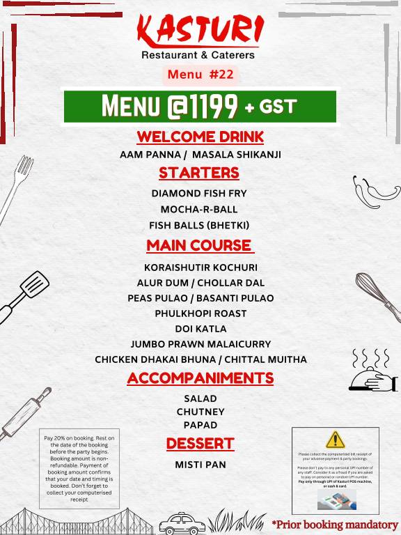 Kasturi Restaurant menu