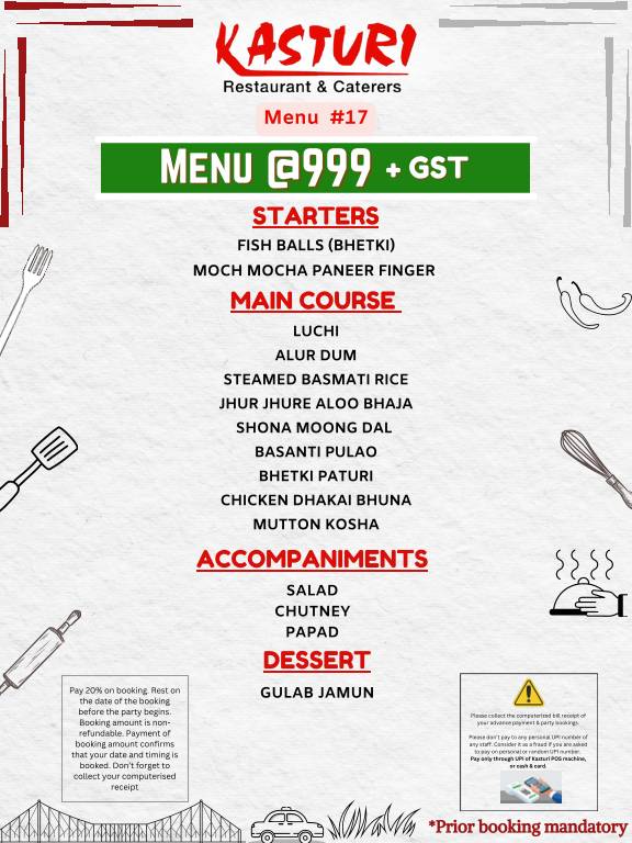 Kasturi Restaurant menu