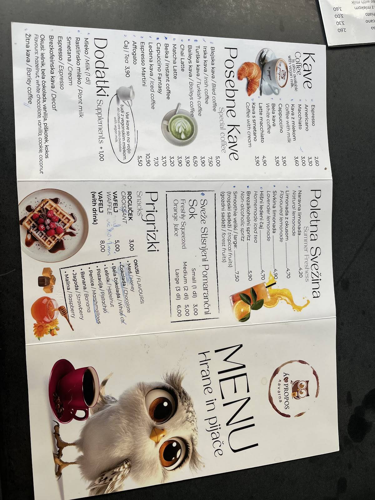 Menu di Kavarna Apropo 