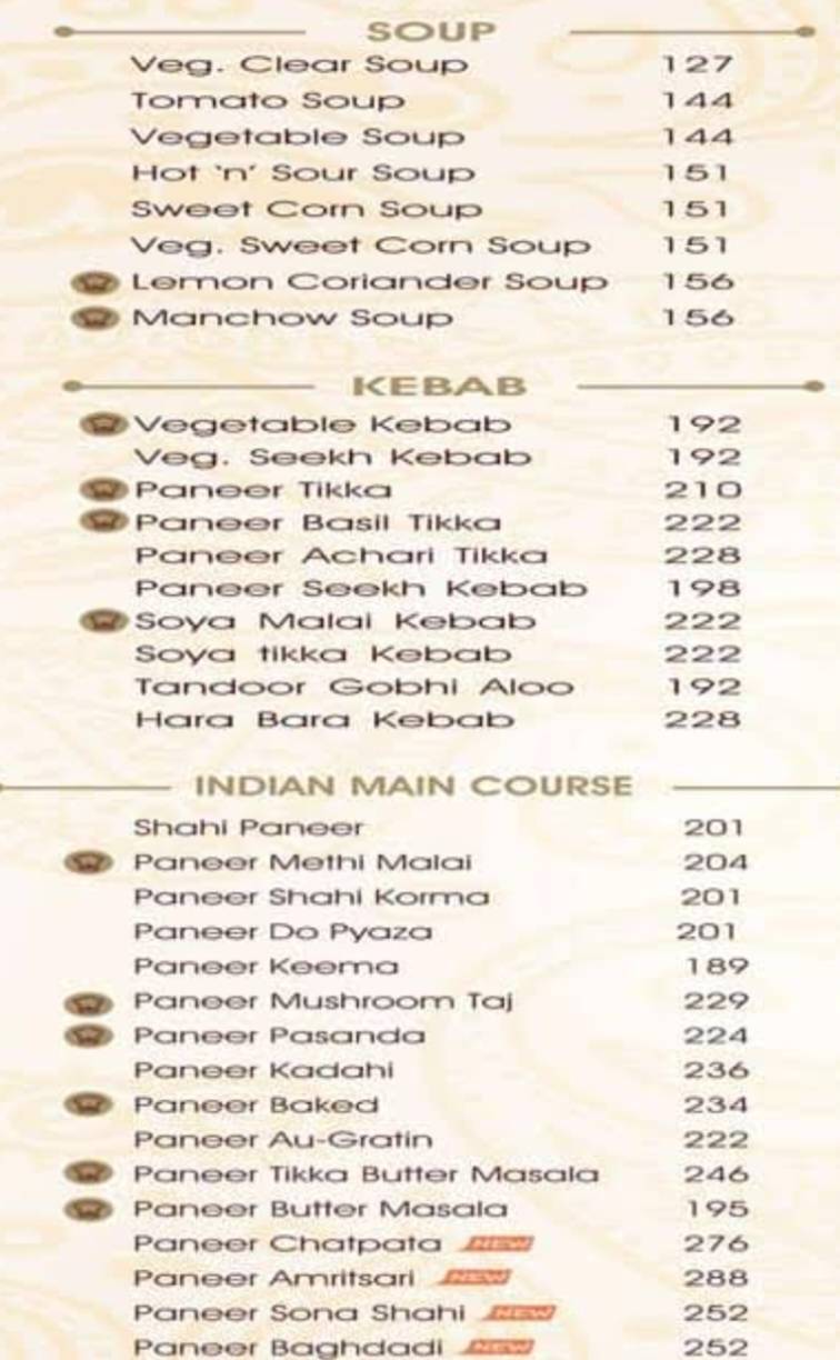Kaveri's Sweets & Restaurant menu