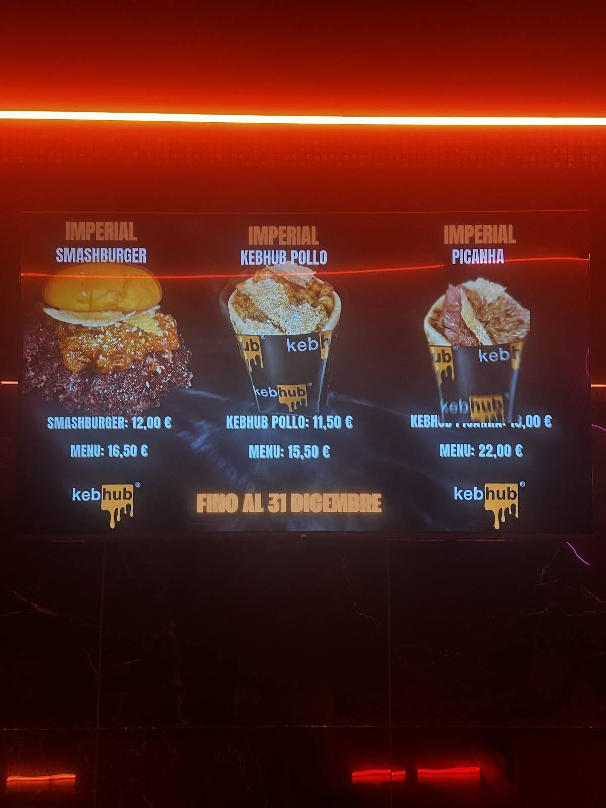 Menu di KebHub Roma 