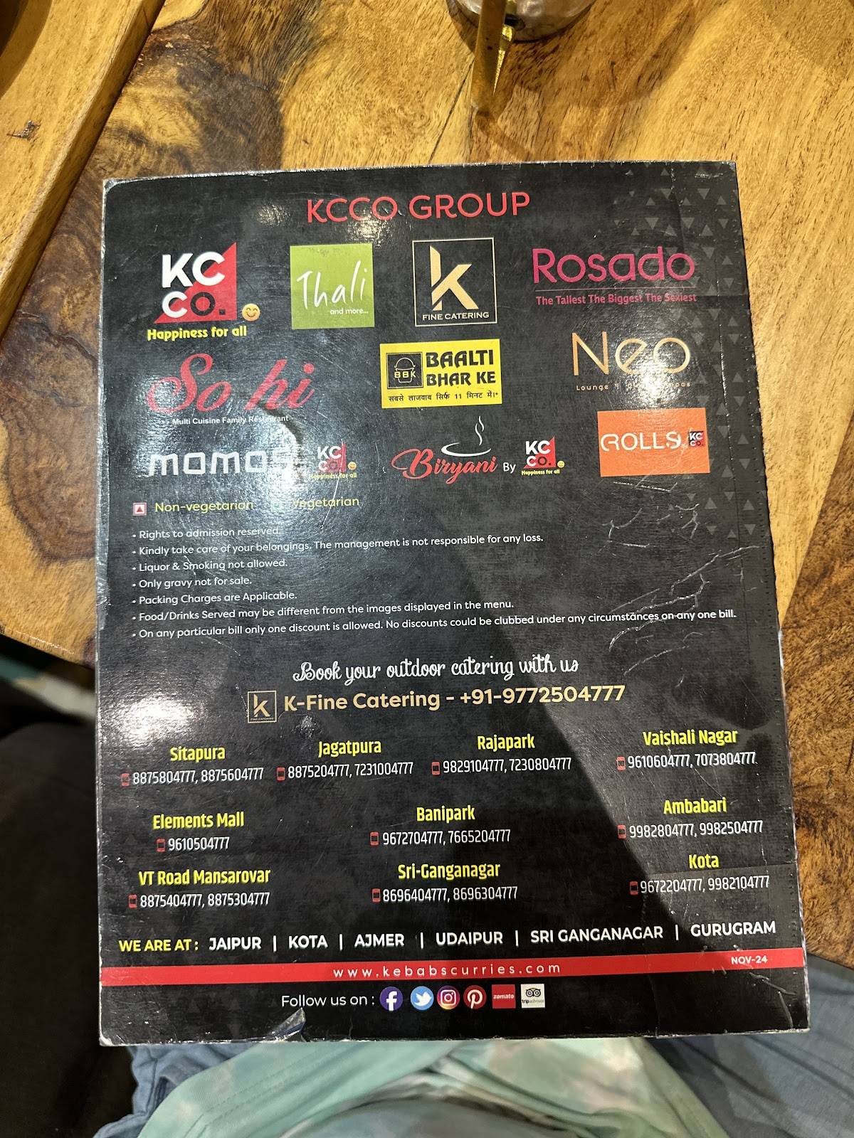 Kebabs & Curries Company - Kota menu