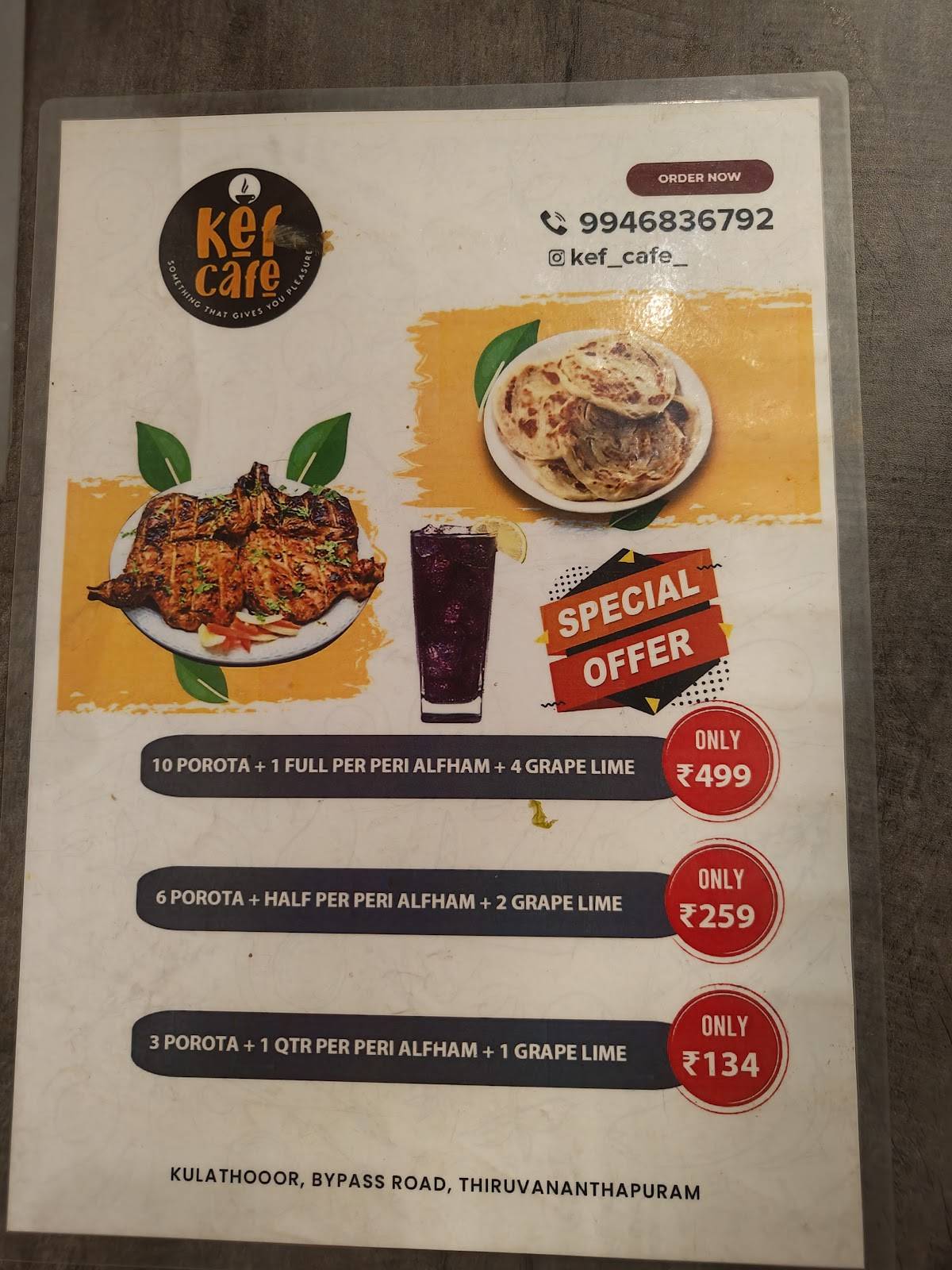 Kef Cafe menu