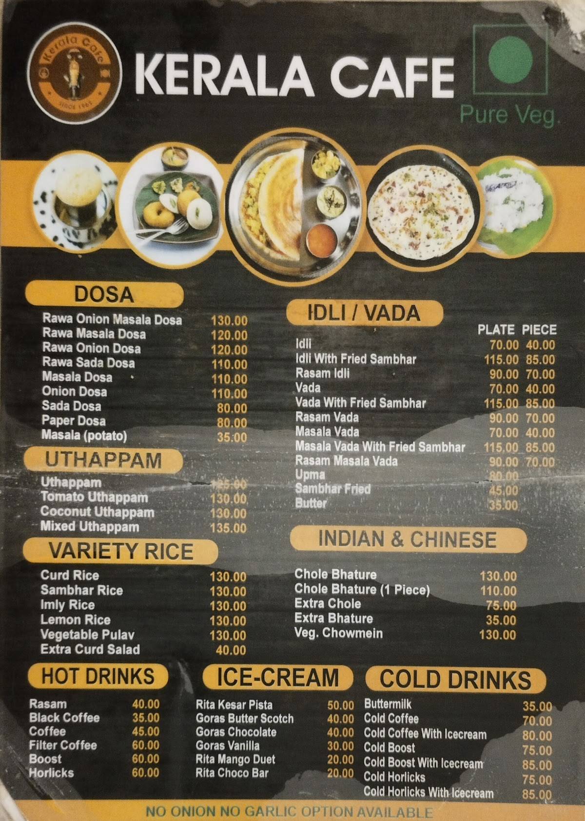 Kerala Cafe Since 1962 menu