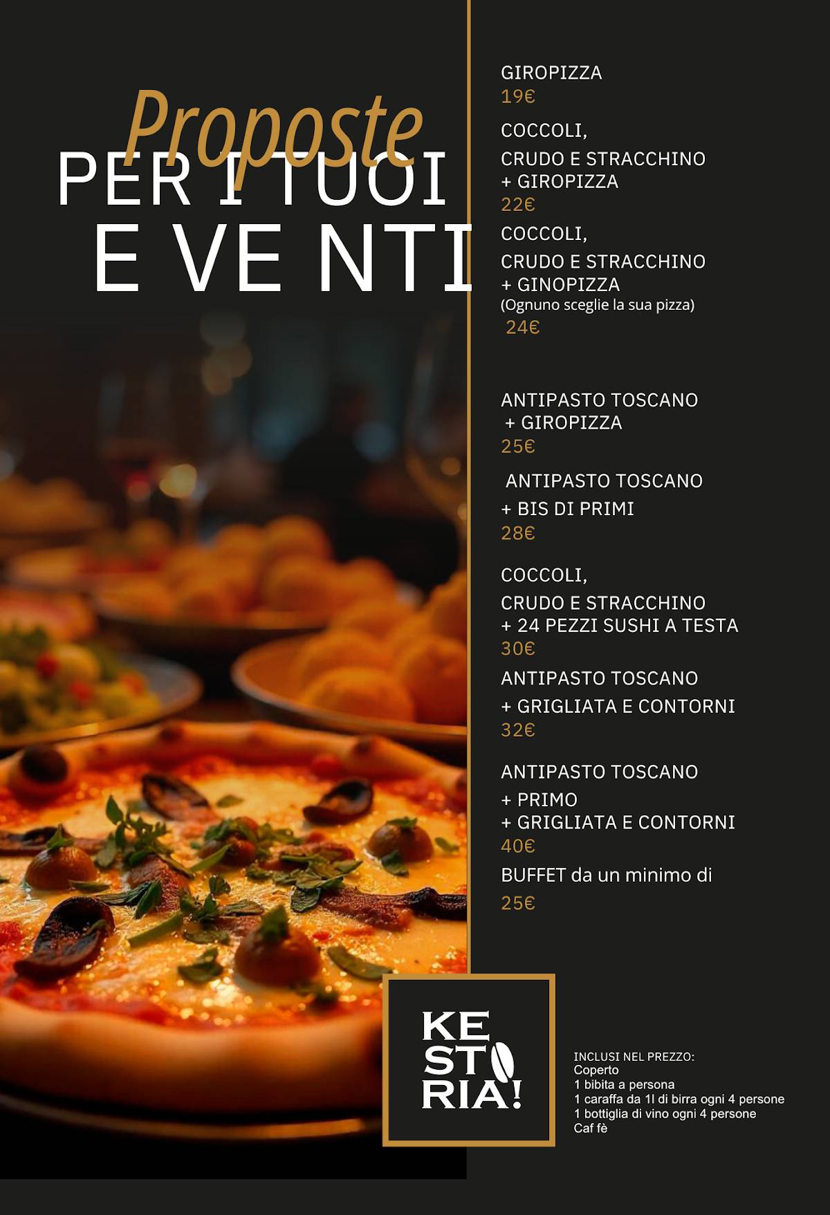Menu di Kestoria pizzeria ristorante caffetteria lounge bar 