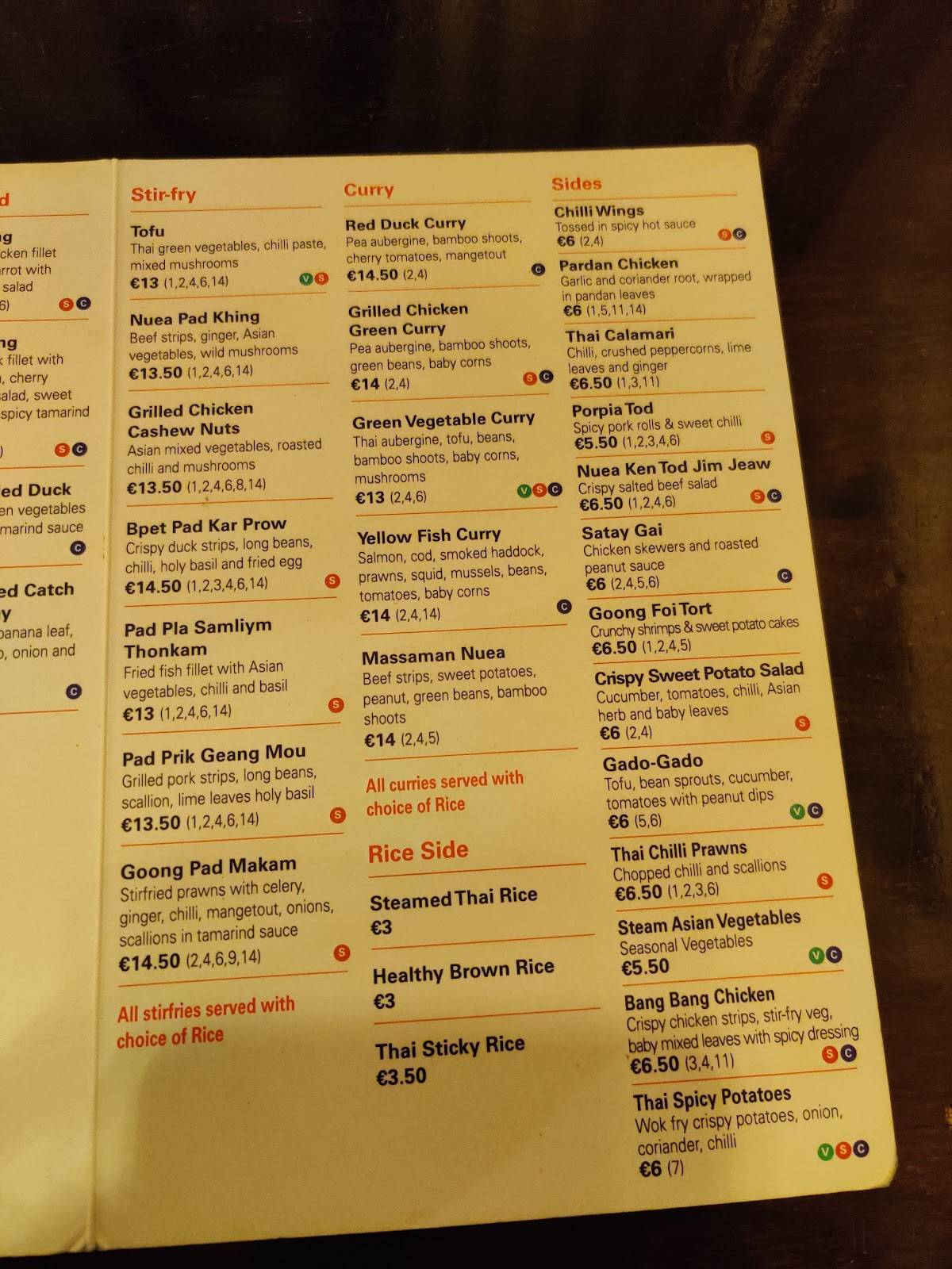 Menu at Khao Asian Street Food restaurant, Killarney