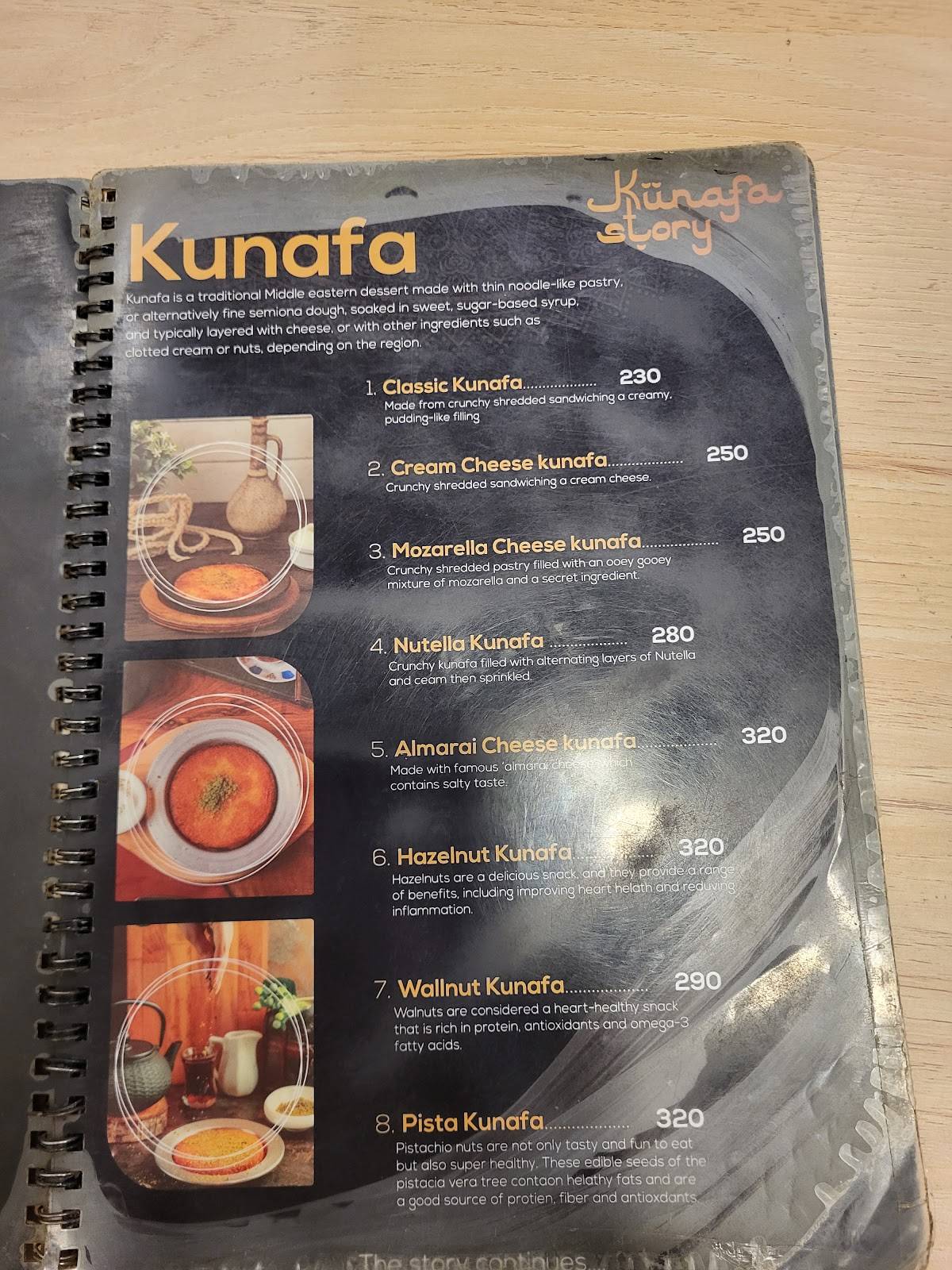 Kunafa Story menu