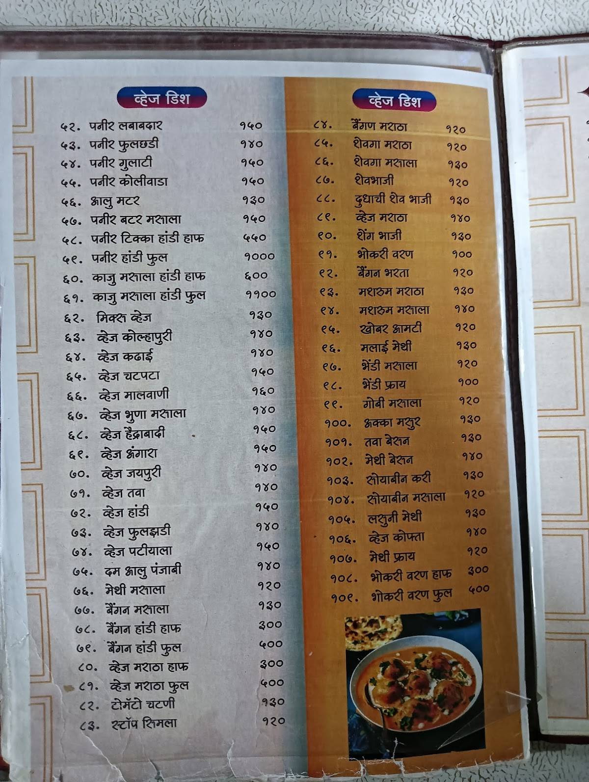 Kokani darbar restaurant menu