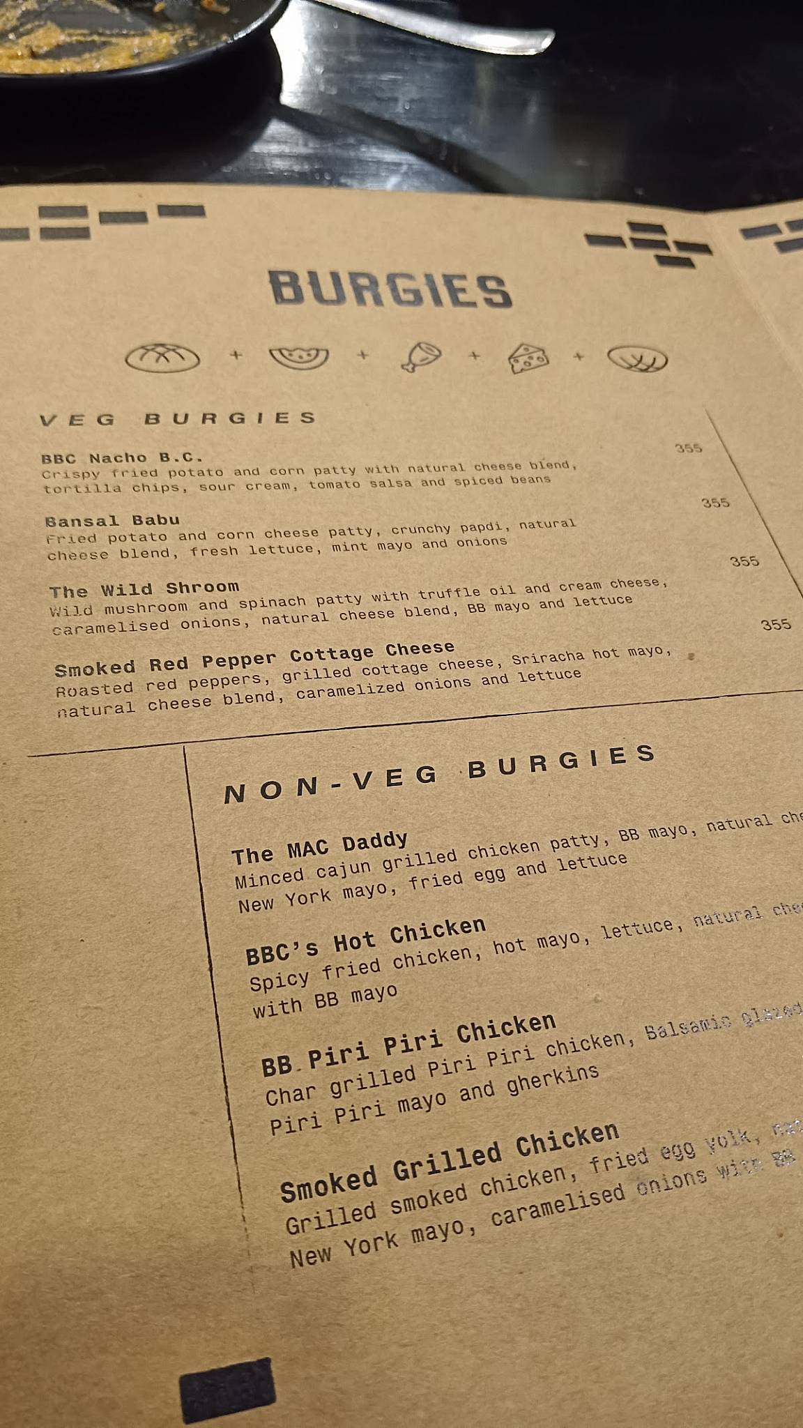 Black Brick Cafe menu