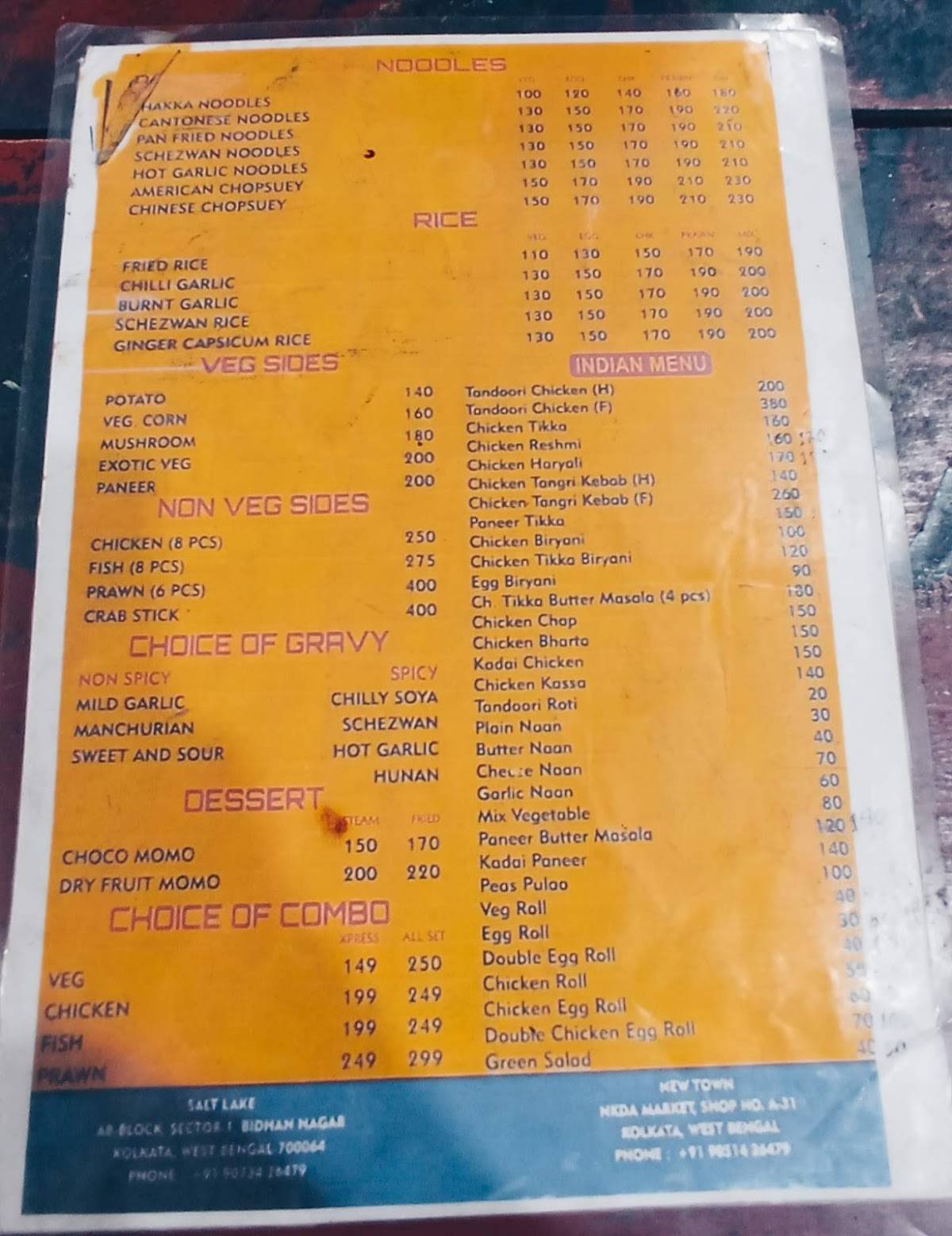 Hangry Baba menu