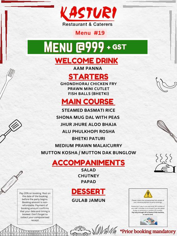 Kasturi Restaurant menu