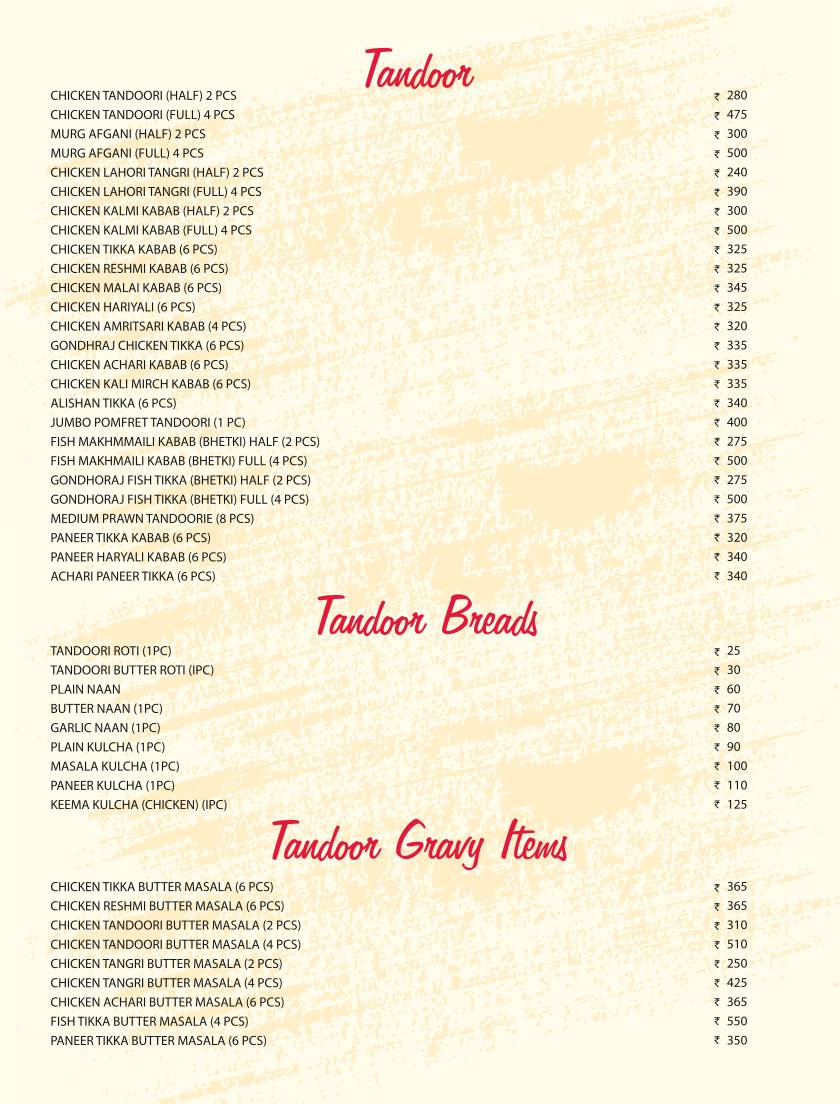 Kasturi Restaurant menu