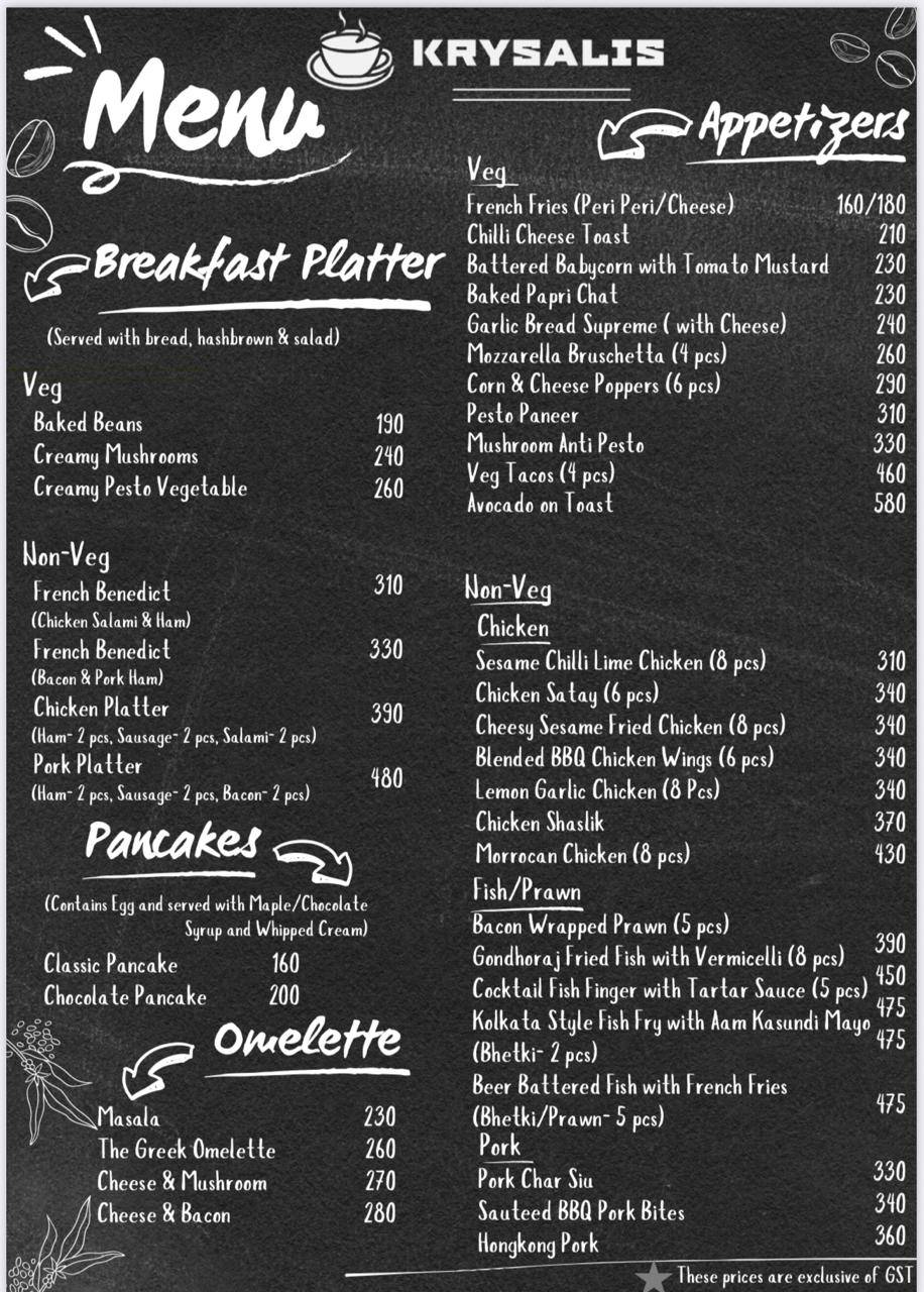 Krysalis menu