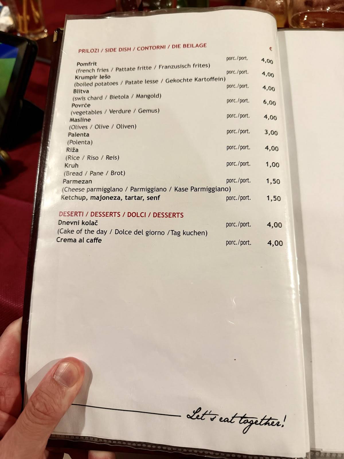Menu di Konoba Fiume 