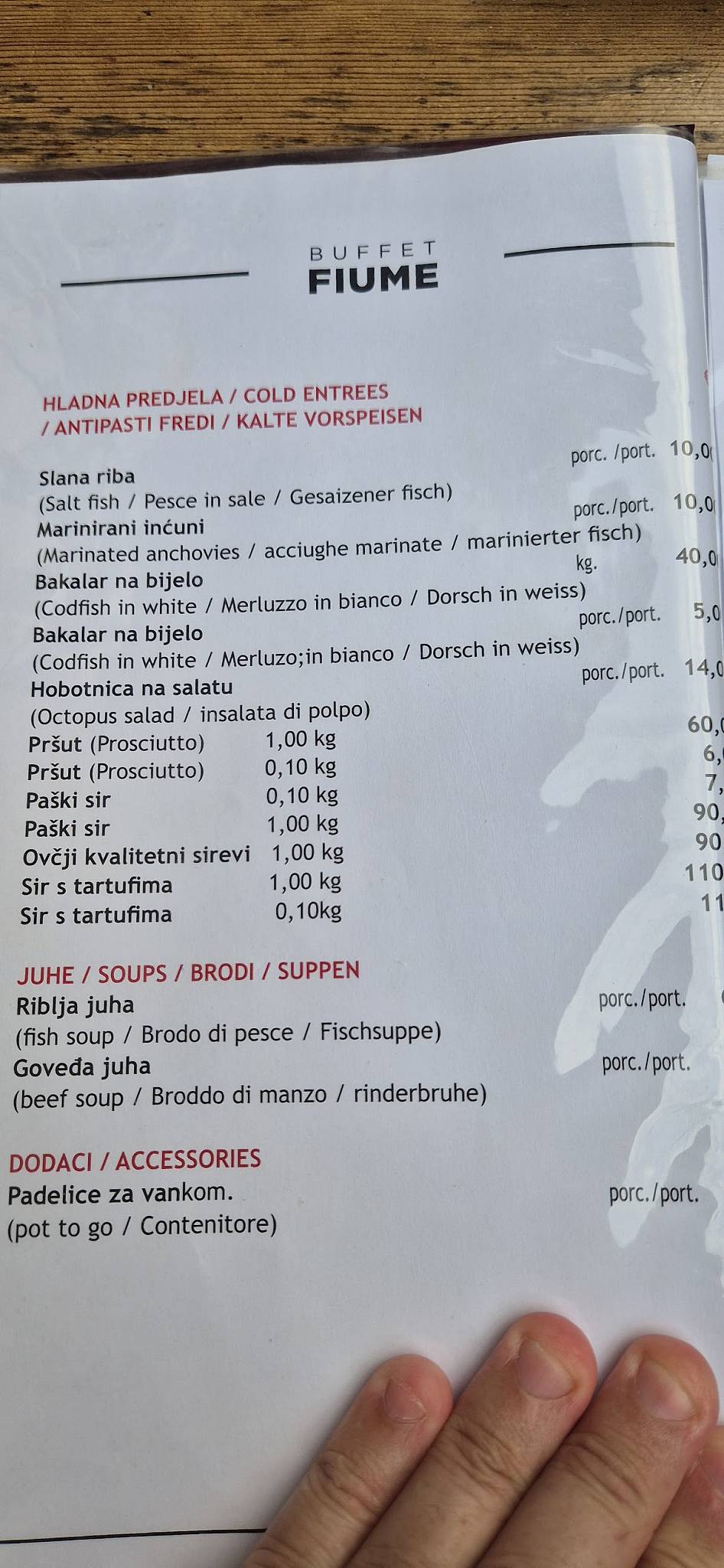 Menu di Konoba Fiume 