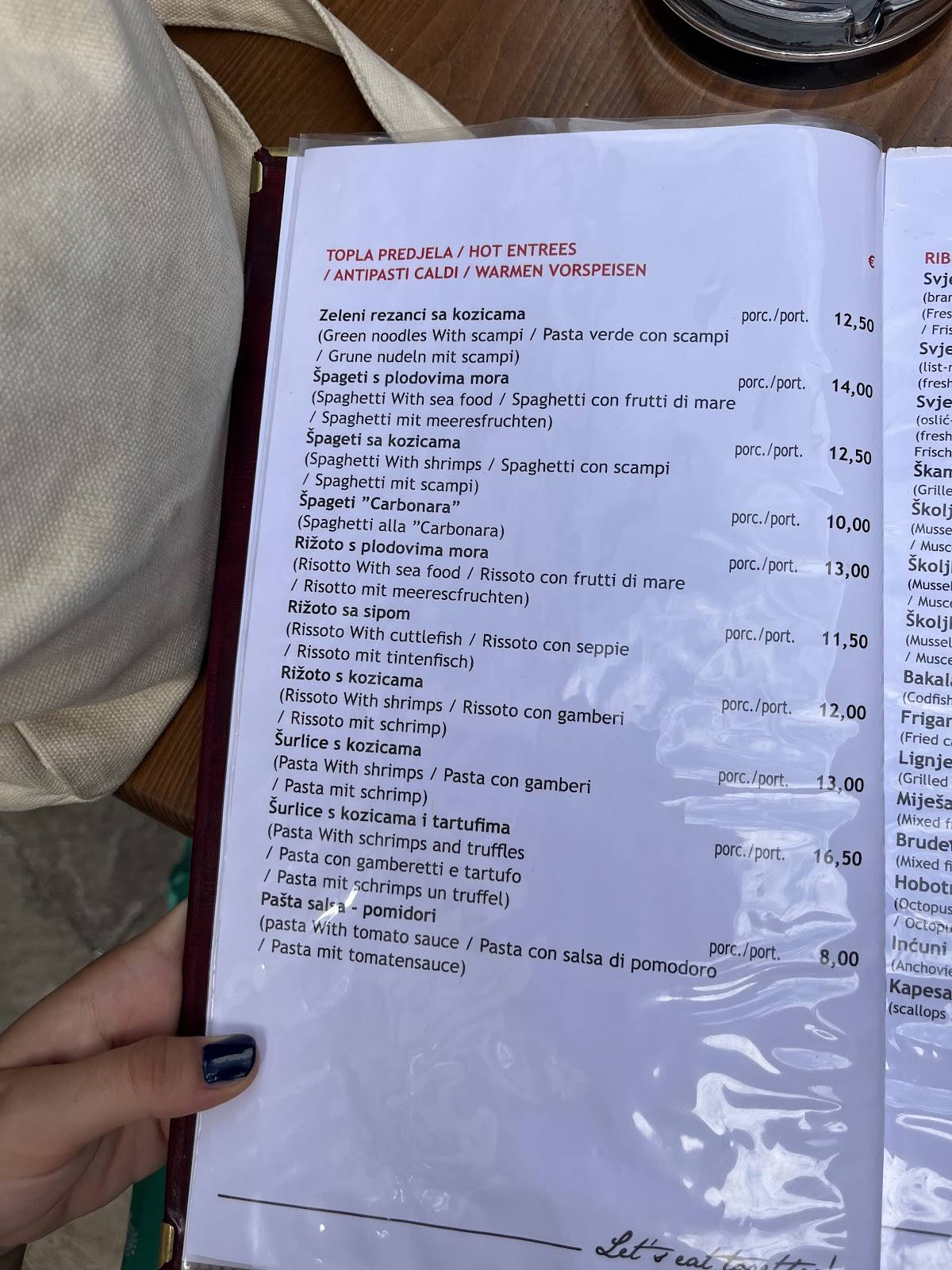Menu di Konoba Fiume 