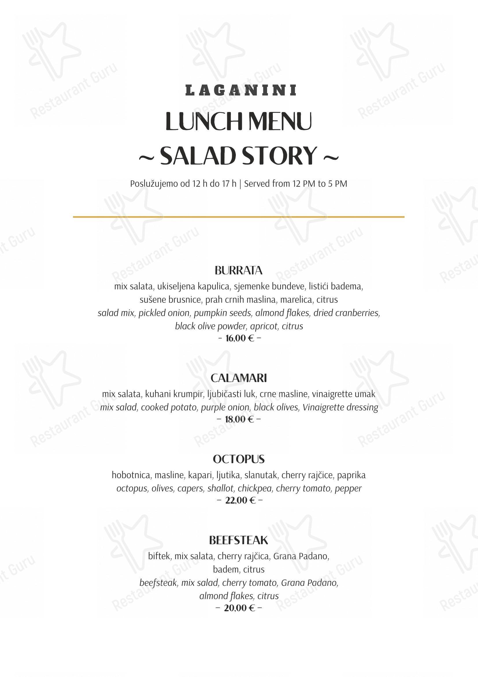 菜单 per LAGANINI seafood • pasta • steak in Spalato