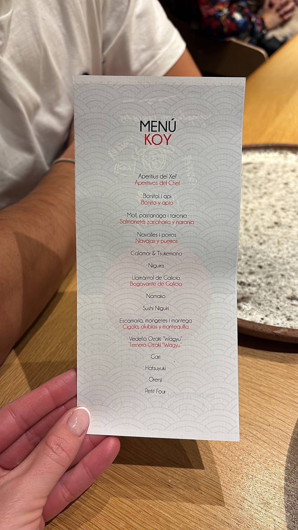 Menu de Koy Hermitage