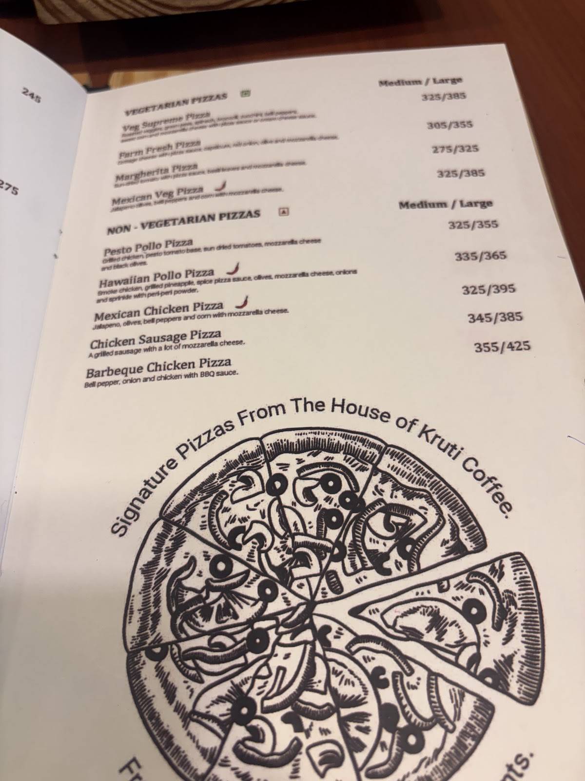 Kruti Coffee menu