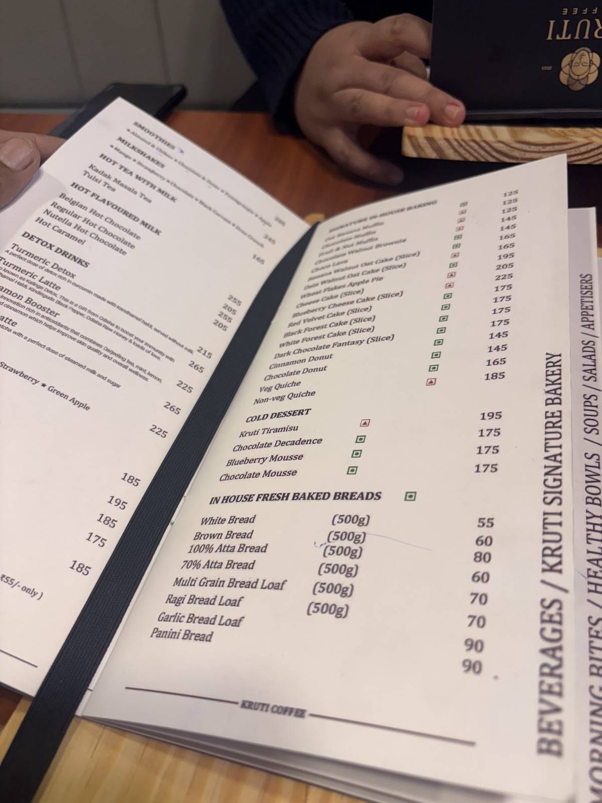 Kruti Coffee menu
