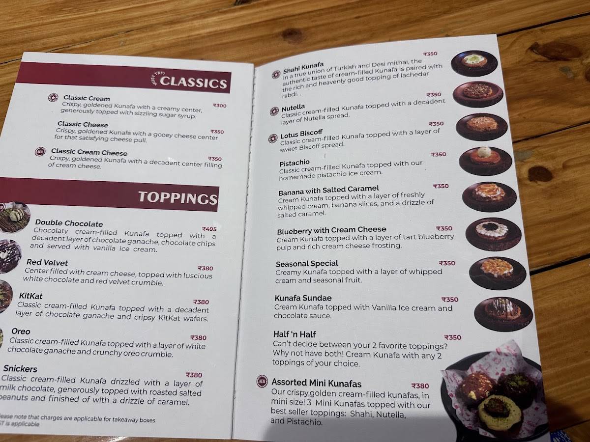 Kunafa Bytes Nashik menu