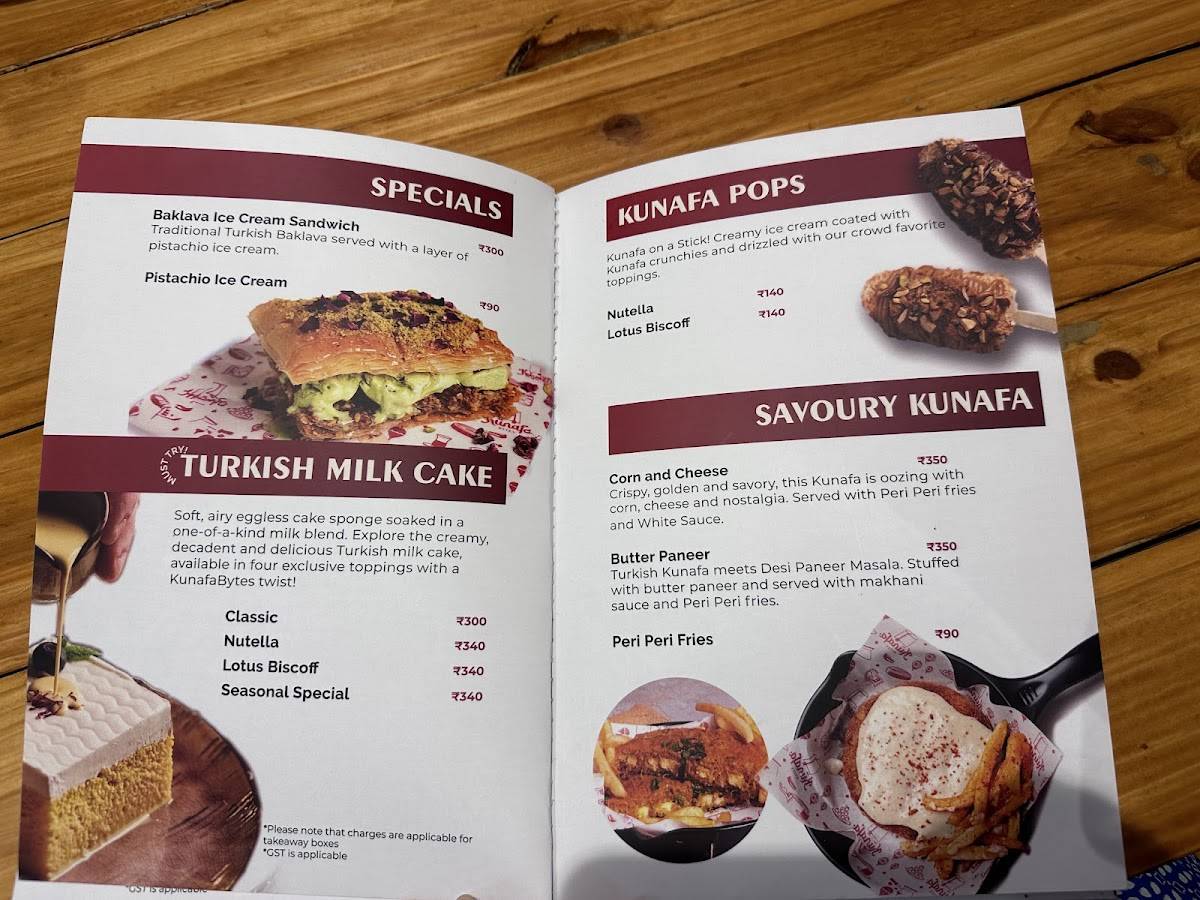 Kunafa Bytes Nashik menu