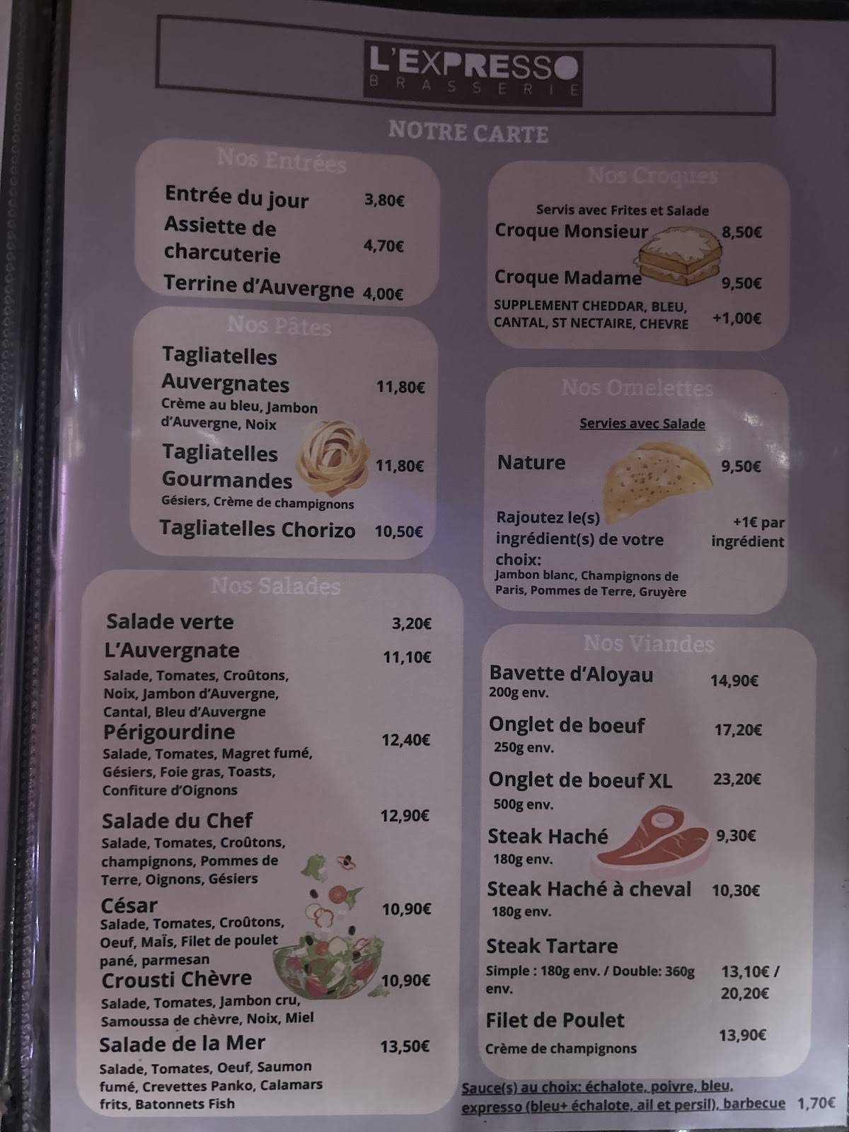Menu de L' Expresso
