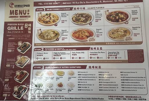 Menu de LA BELLE ÉPICÉE