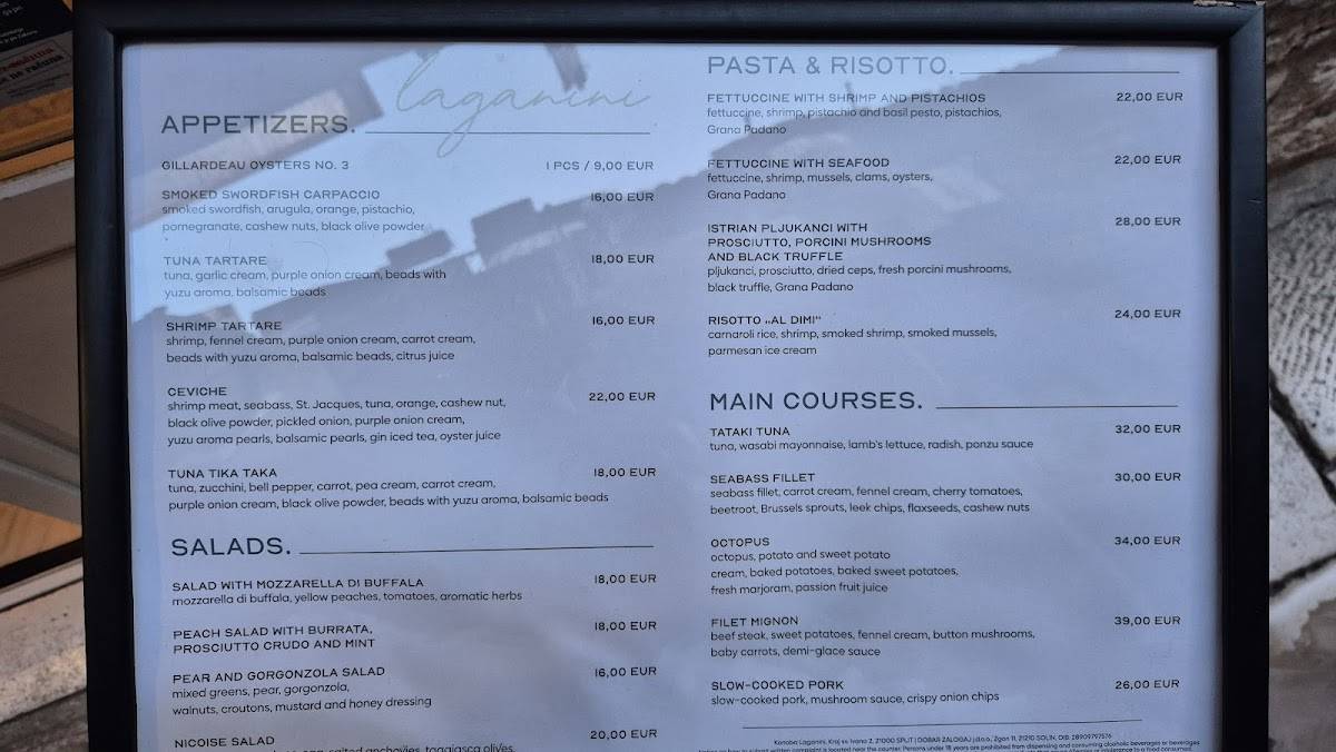Menu di LAGANINI seafood • pasta • steak 