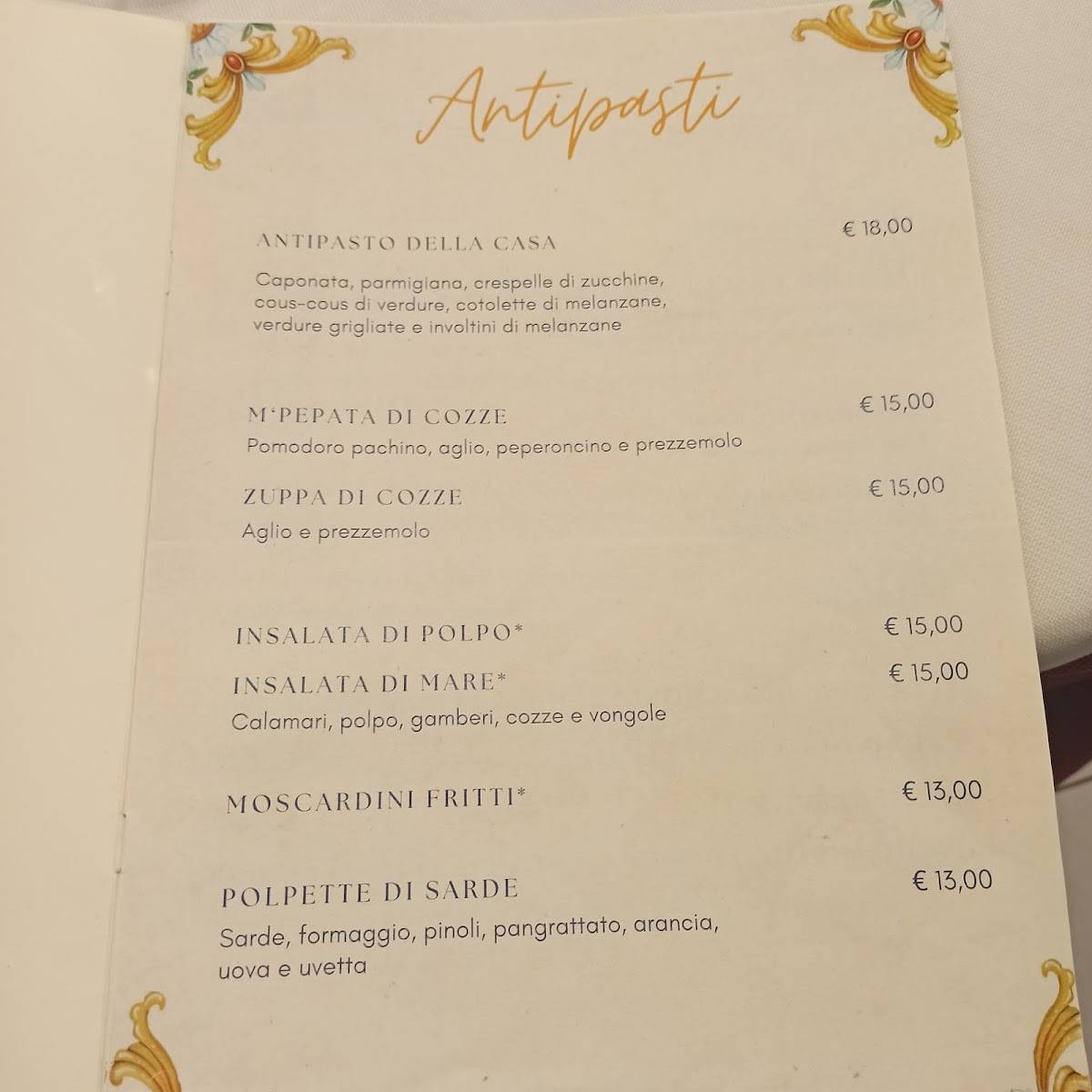 Menu di Un Angolo Di Sicilia 