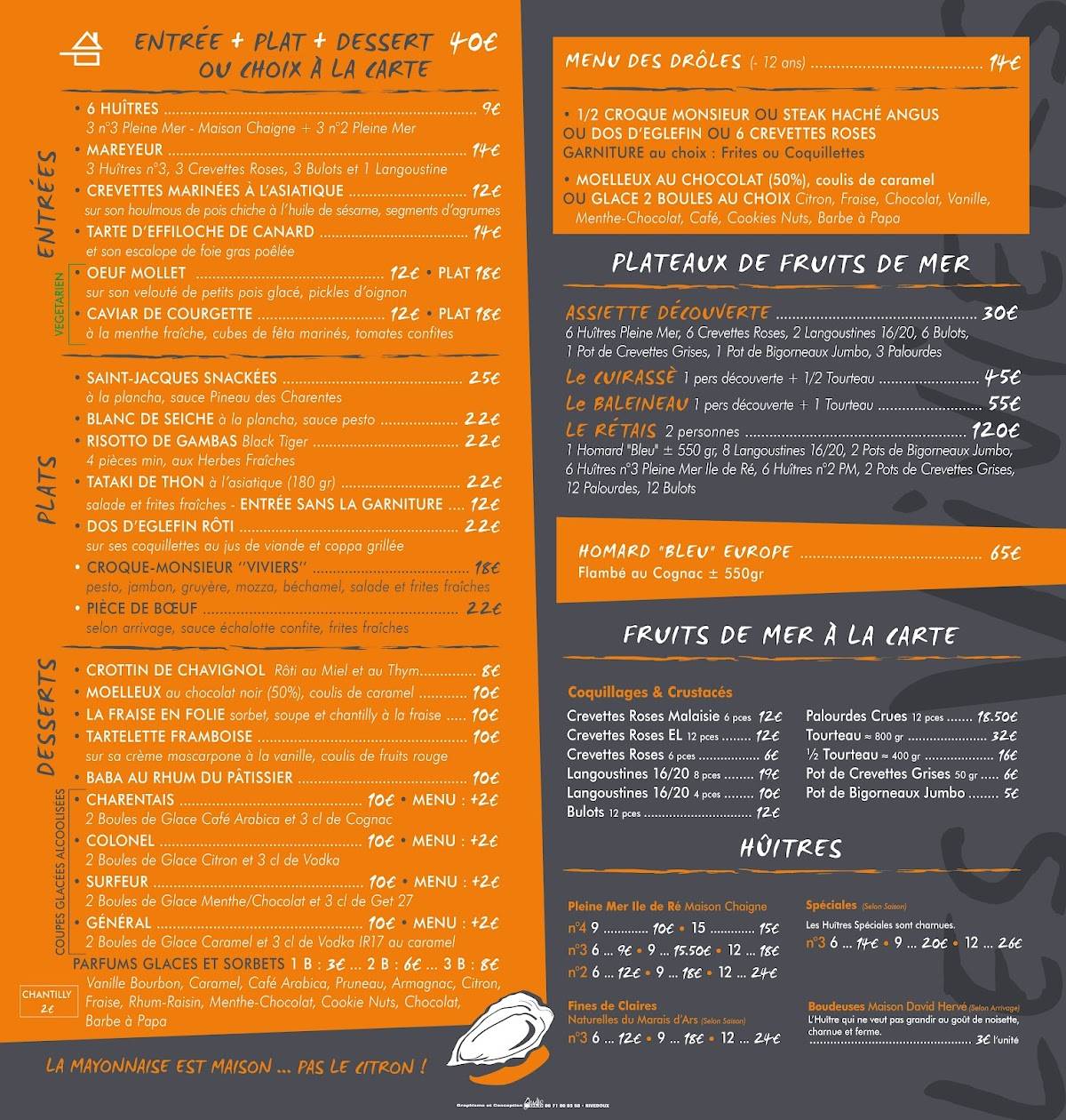 Menu de LES VIVIERS - Restaurant