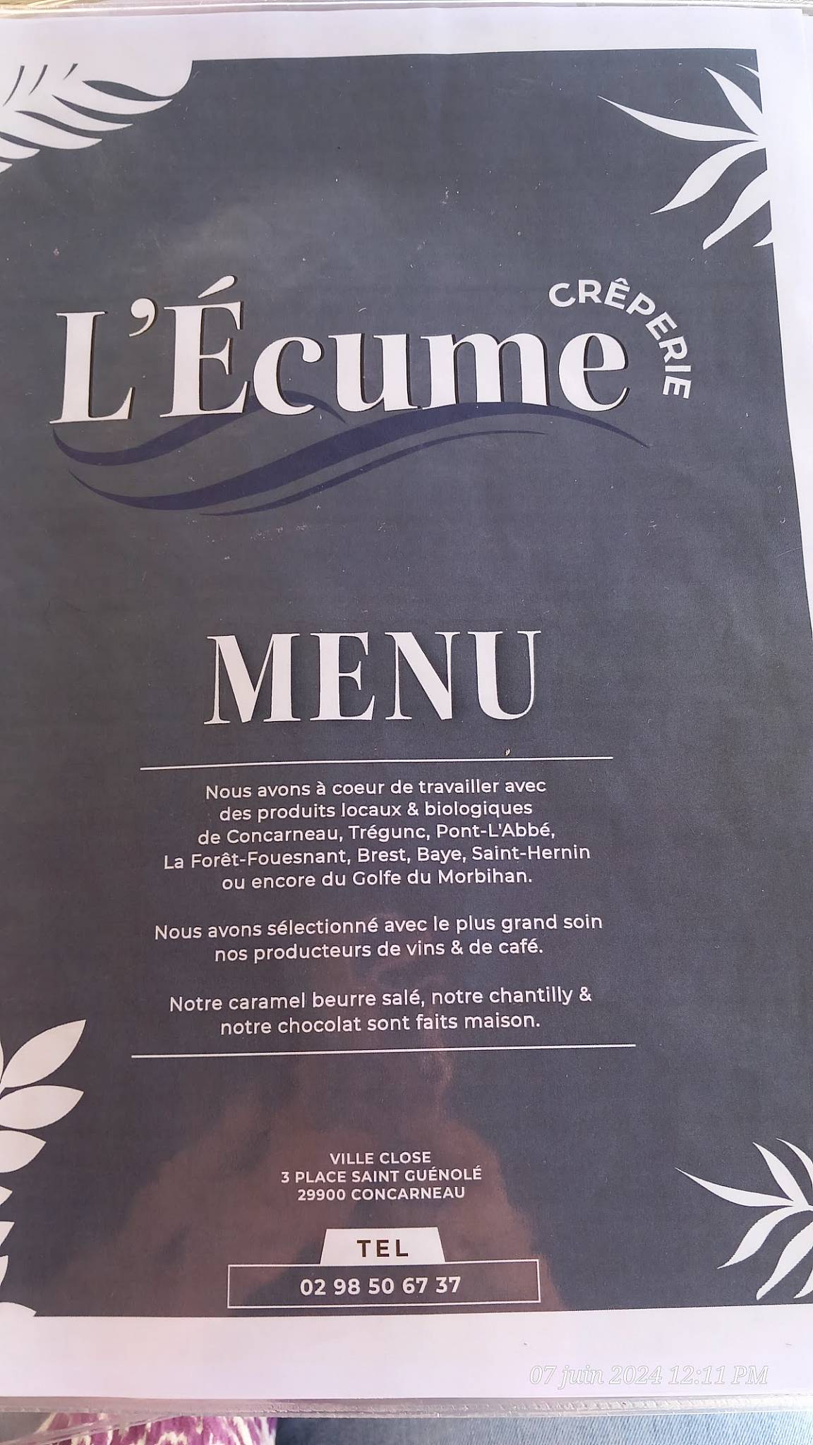 Menu de L'Ecume Crêperie - Ville Close
