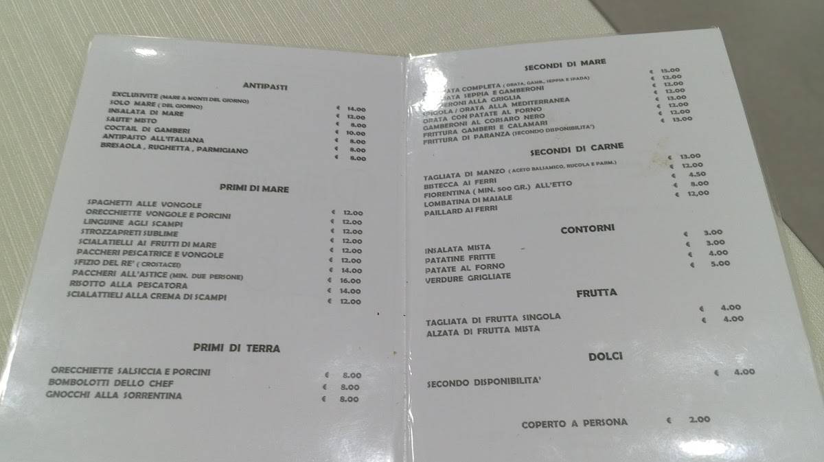 Menu di Restaurant L'Exclusivitè 