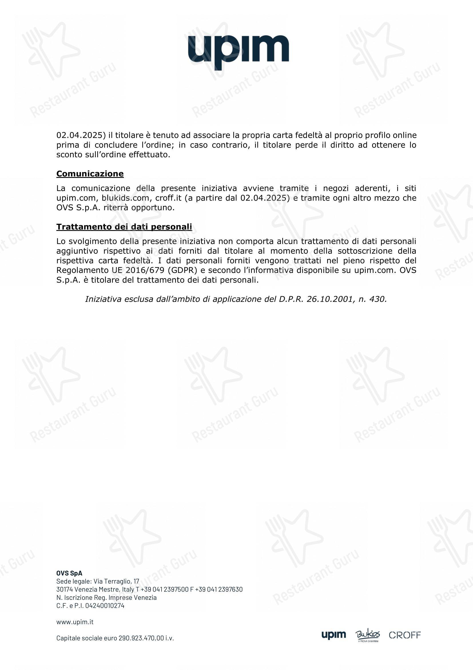 Menu di Restaurant L'Exclusivitè - Menu bar