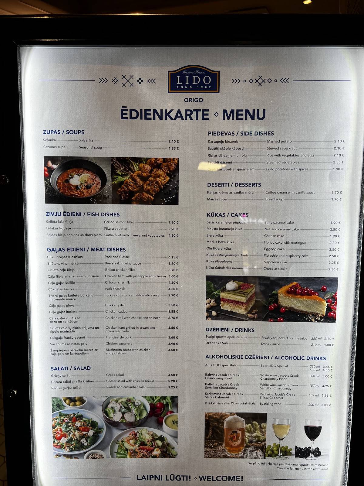 Menu de LIDO, Origo
