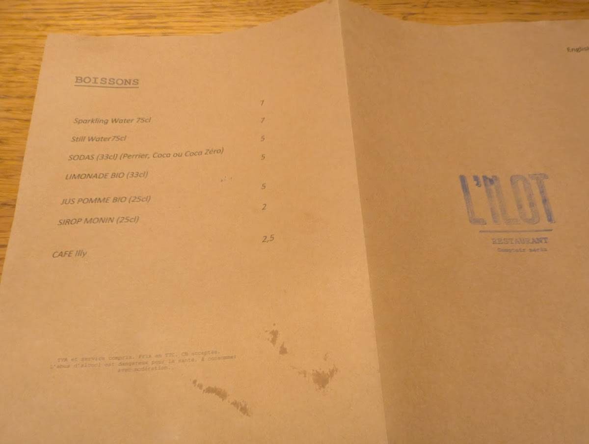 Menu de L'Îlot