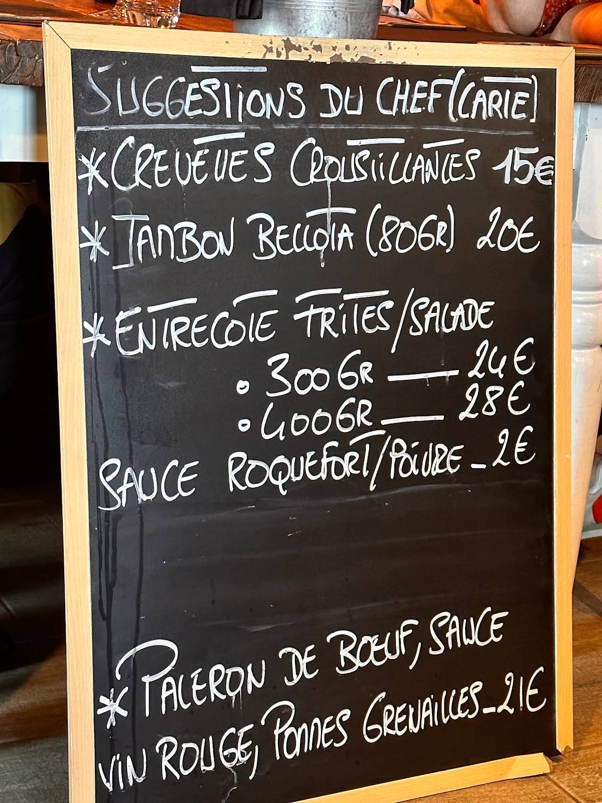 Menu de Restaurant L'Instant